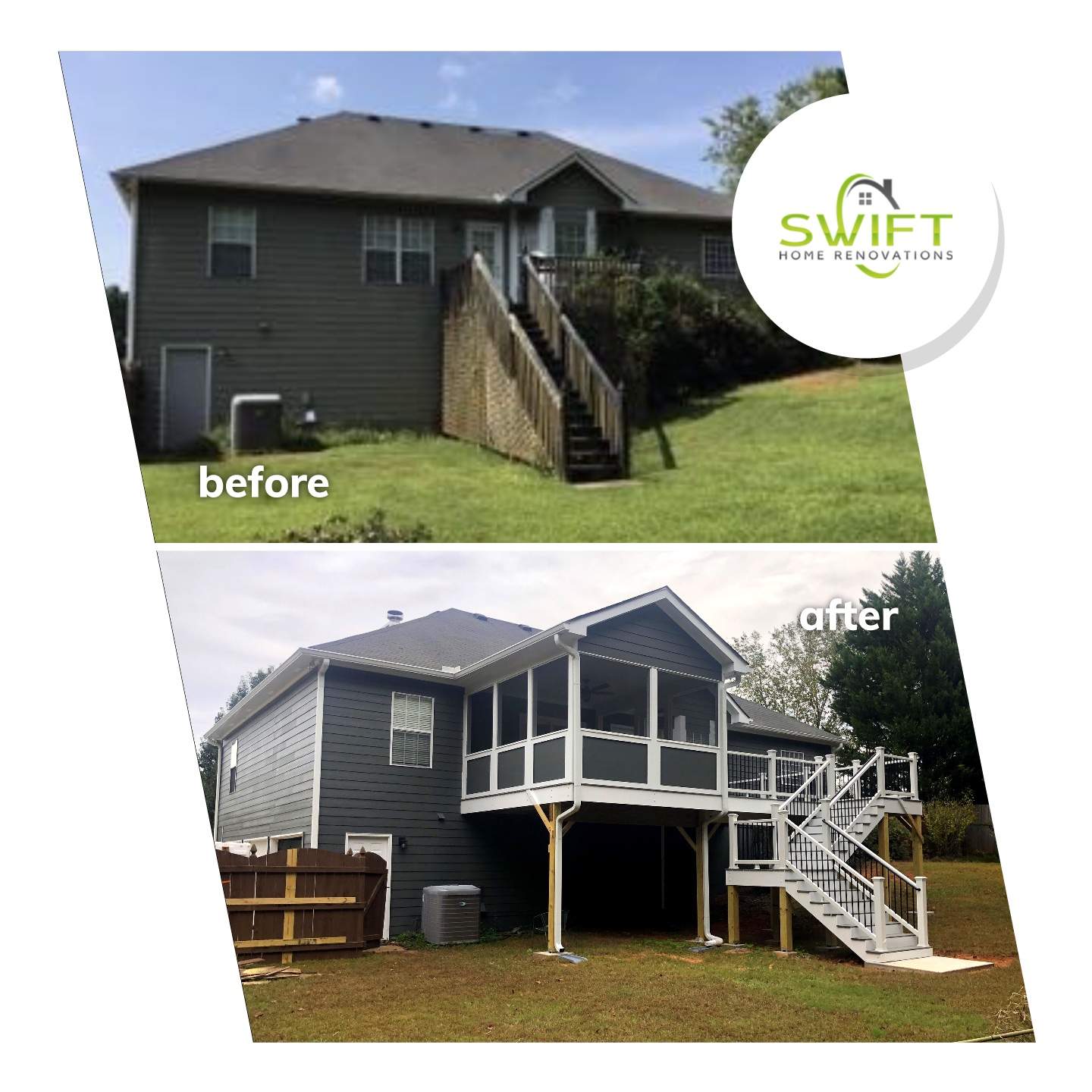 Custom Screened-In Porch and Composite Deck Addition in Acworth by Swift Home Renovations