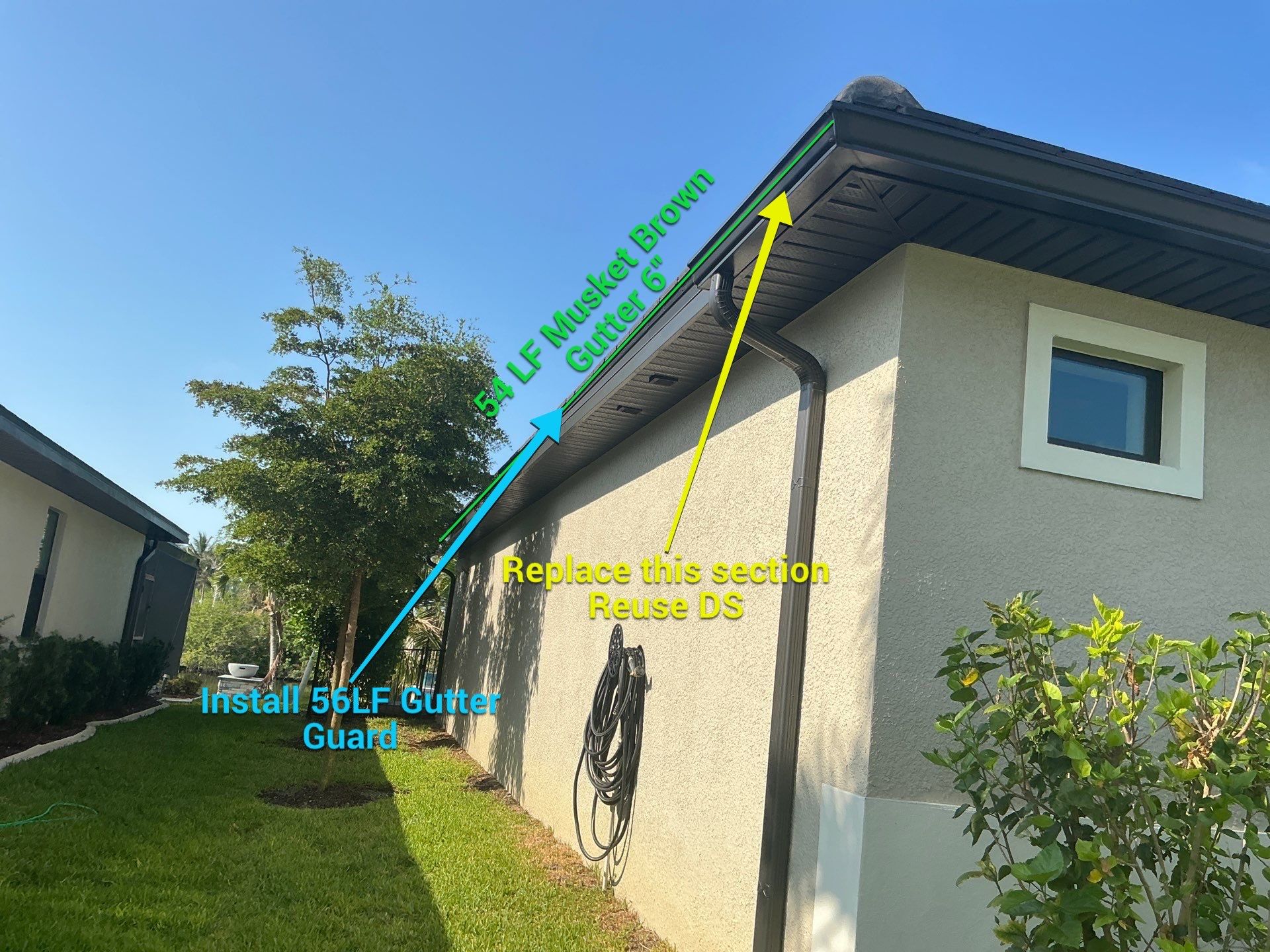 Musket Brown 6-inch Gutters in Cape Coral FL by Gutter Professors