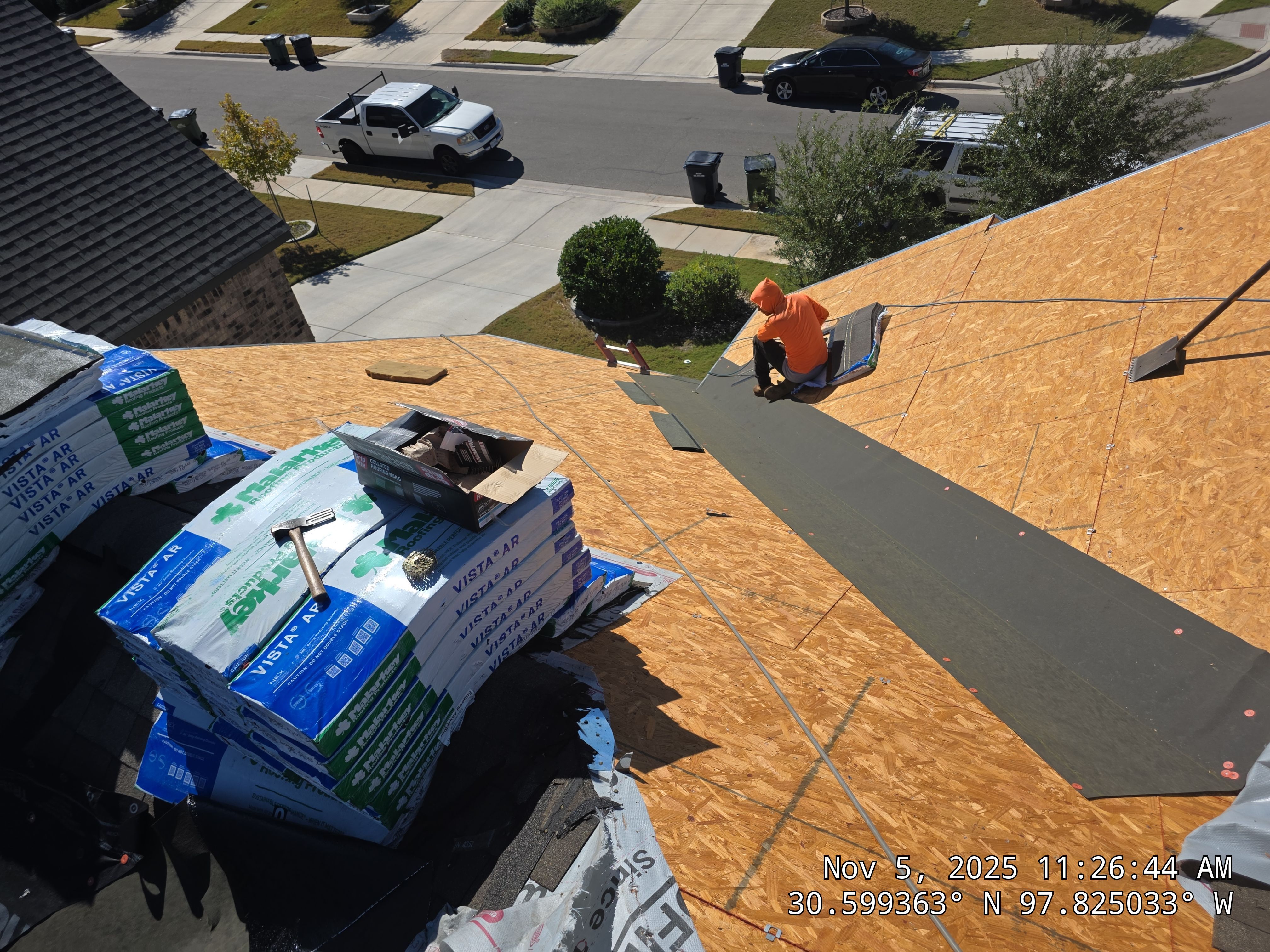 Hail Damage Roof Replacement and Sheathing Repair in Leander by Caliber Restoration LLC
