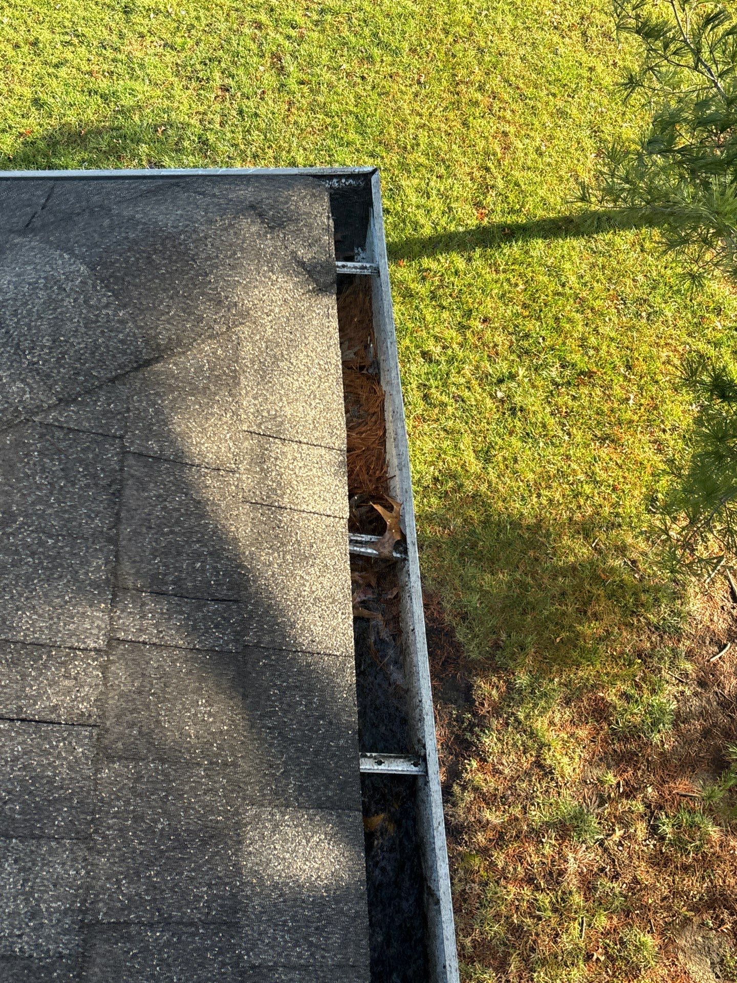 Commercial gutter cleaning Kentucky before photo with filled gutters