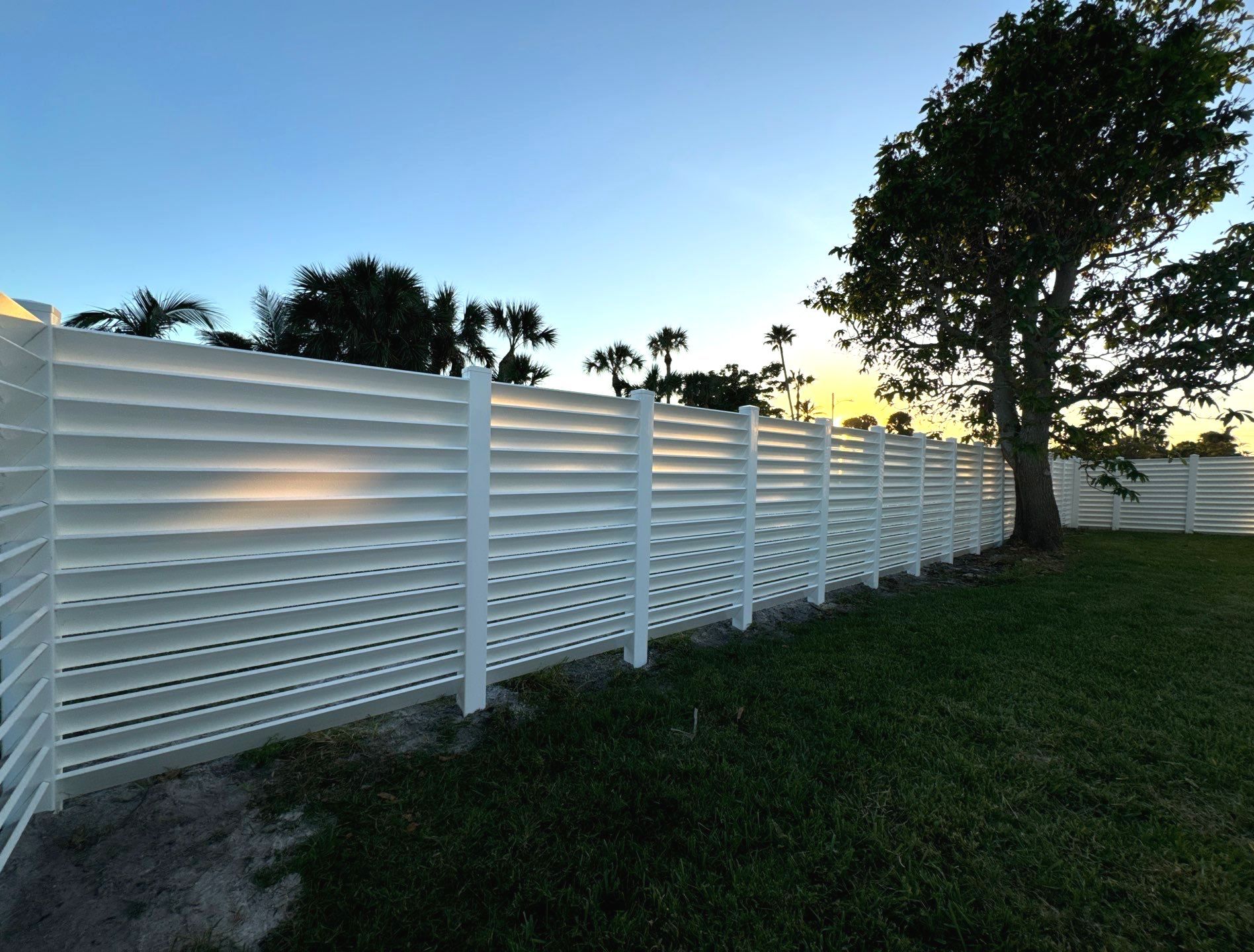 Vinyl Fence Installation using 6Ft Professional Grade White Vinyl Louvered Privacy Fence by Asap fence and gates, LLC