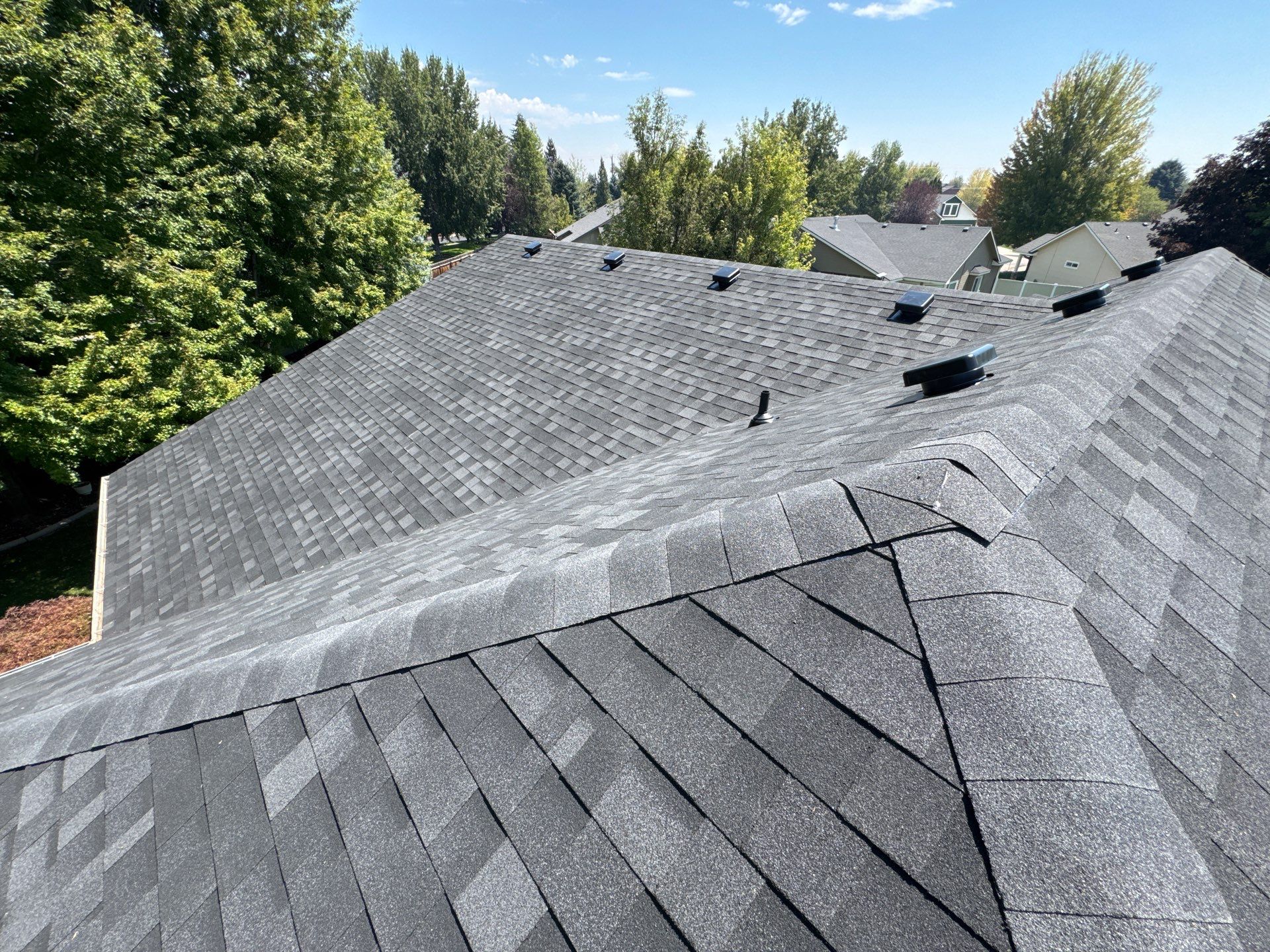 Complete Residential Roof Replacement Featuring Gray Architectural Shingles in Meridian by Olive Roofing