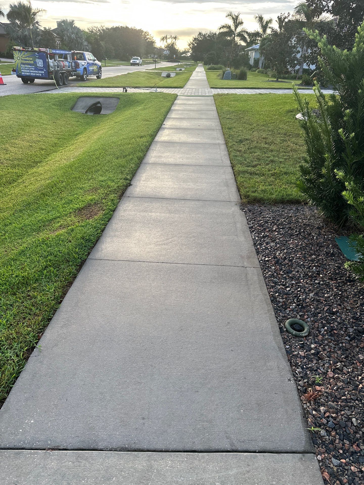 Paver Driveway, Sidewalk, and Culvert Cleaning in Winding River Community, Bradenton, FL by Sunshine AquaWash