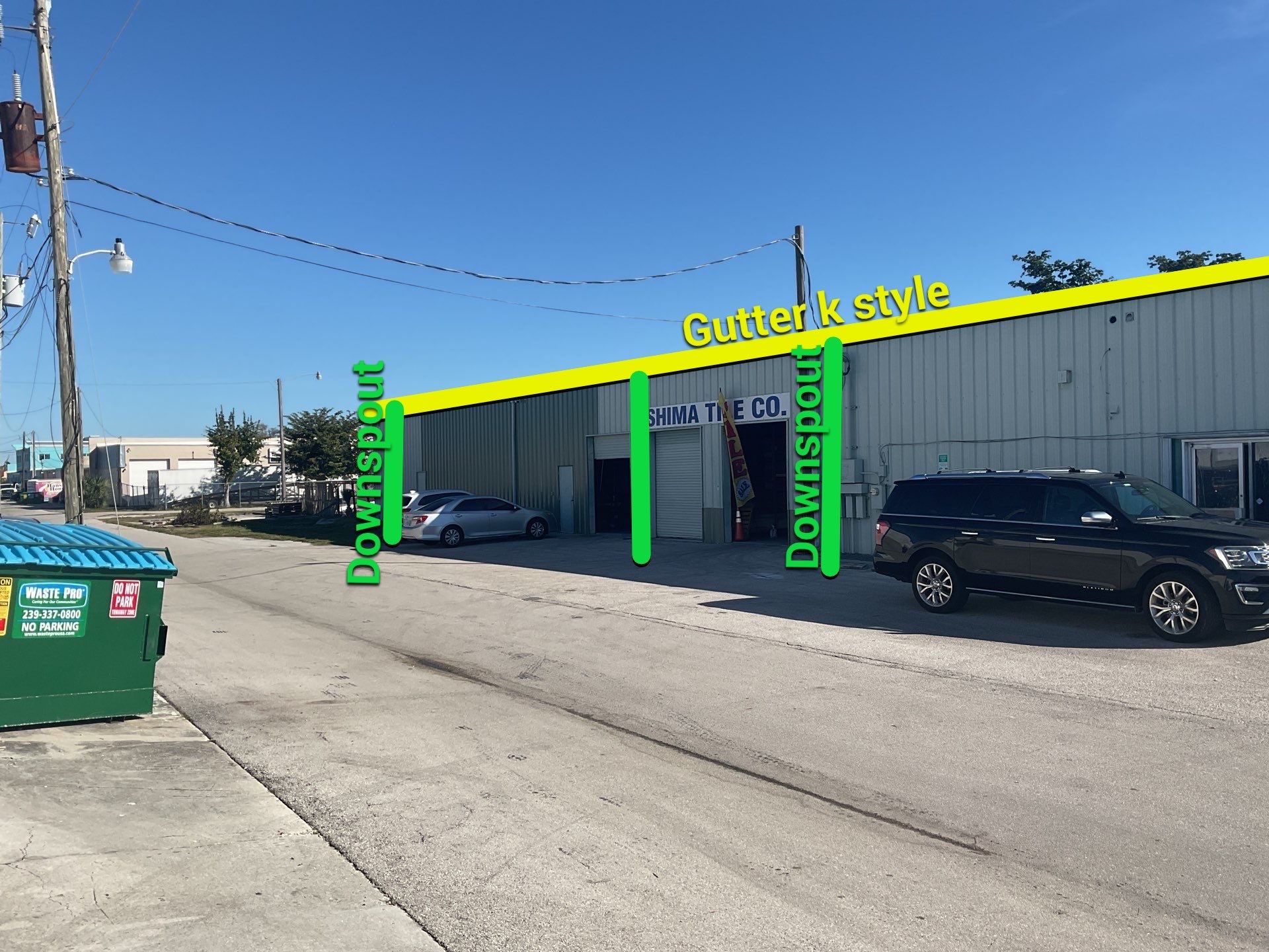 Commercial Gutters using 7 inch seamless gutters in Cape Coral FL by Gutter Professors