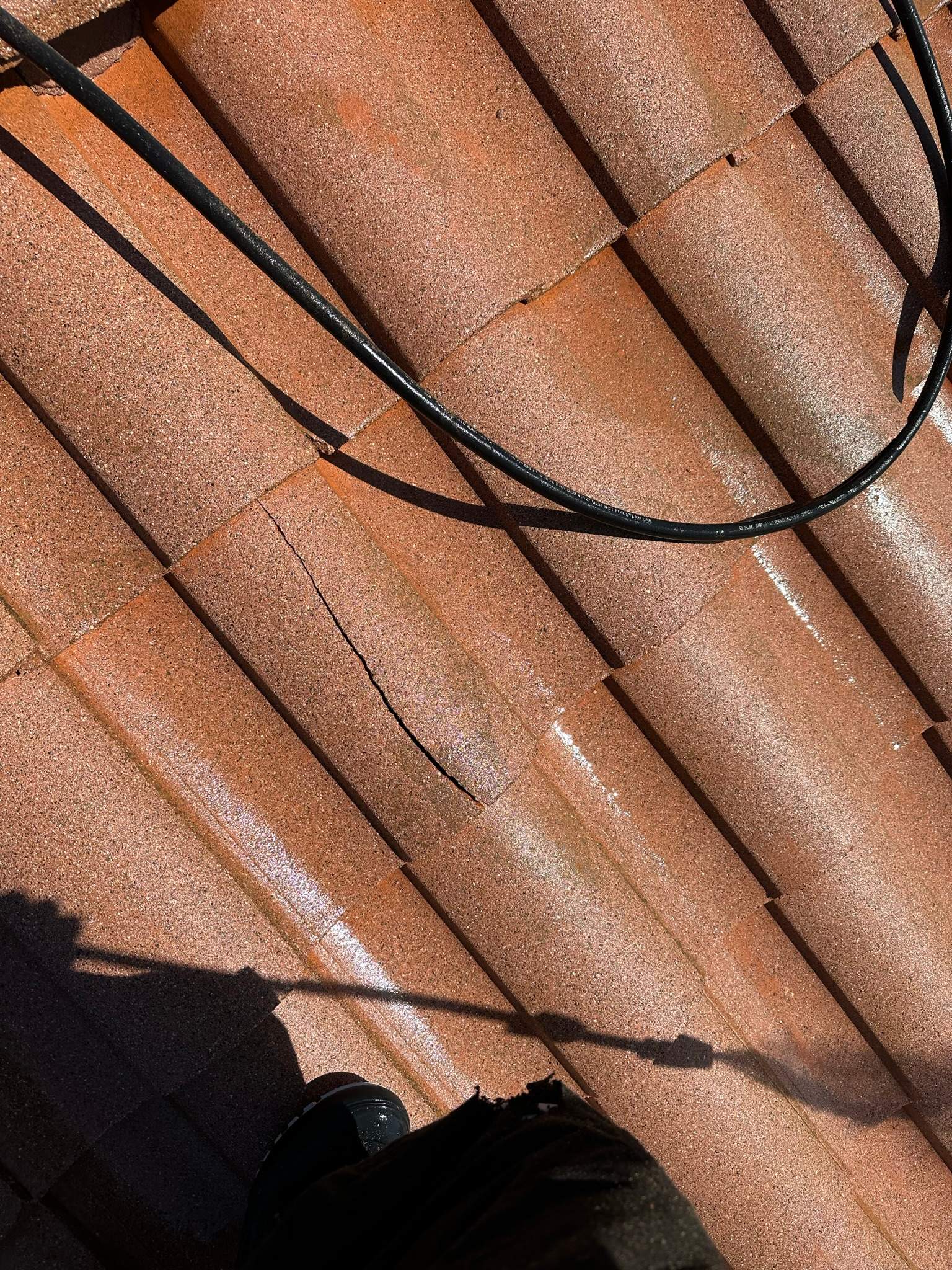 Roof wash on this dirty roof covered in algae by Property Cleaning Experts, LLC