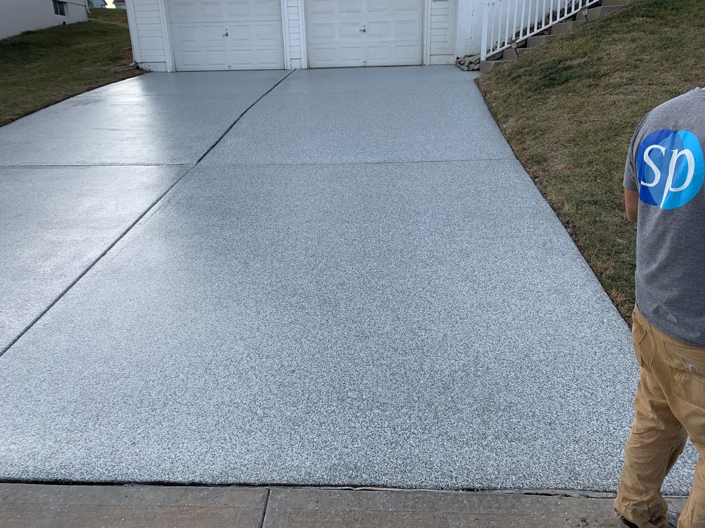 Driveway using Slate Stone by Select Painting, Coatings & Garage Cabinets