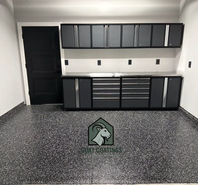 Custom Flake Epoxy Garage Floor in Lincoln by Goat Coatings