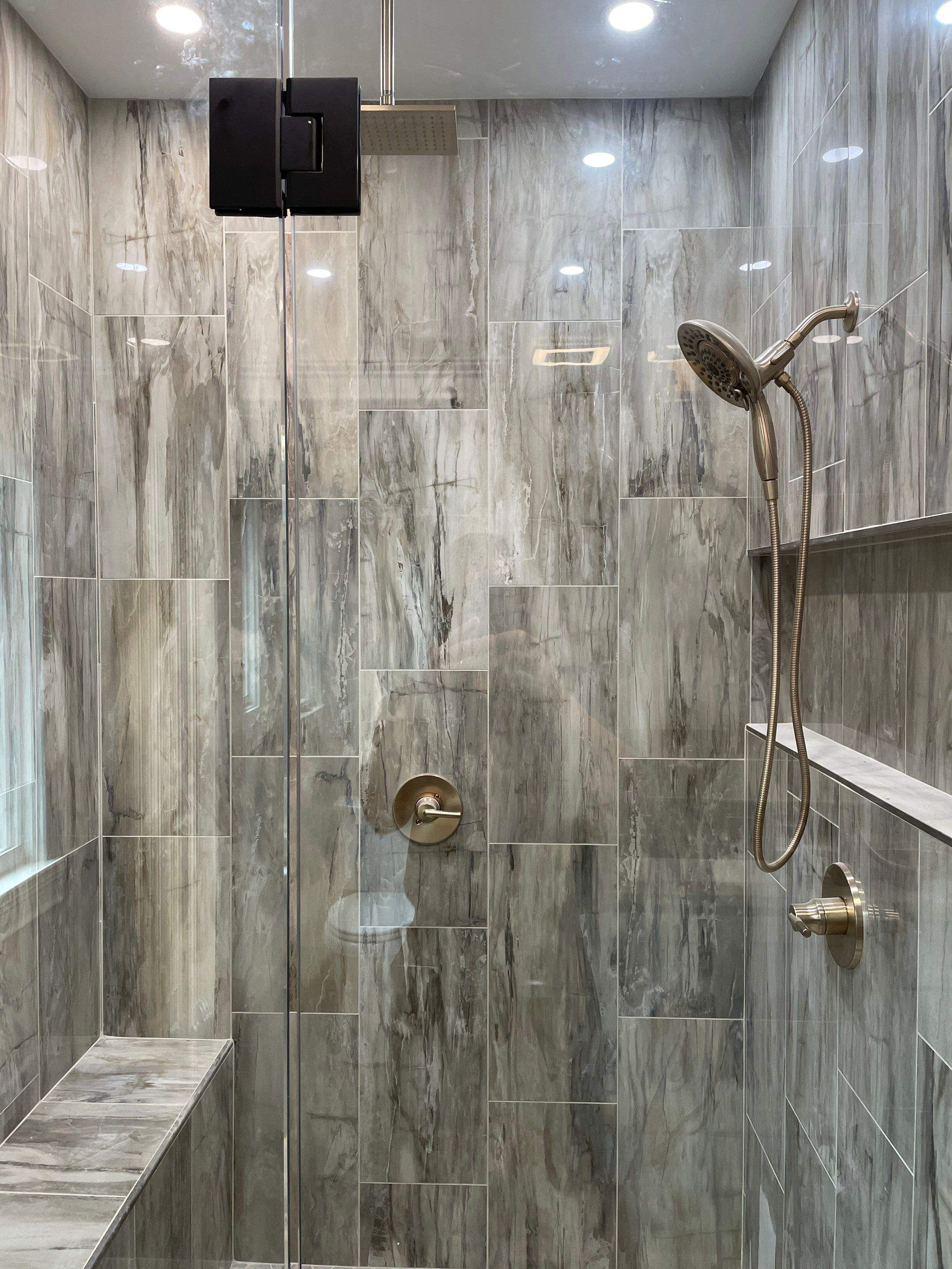 Georgeous Master Bath with heated floors by Footprints Bath and Tile of East Atlanta