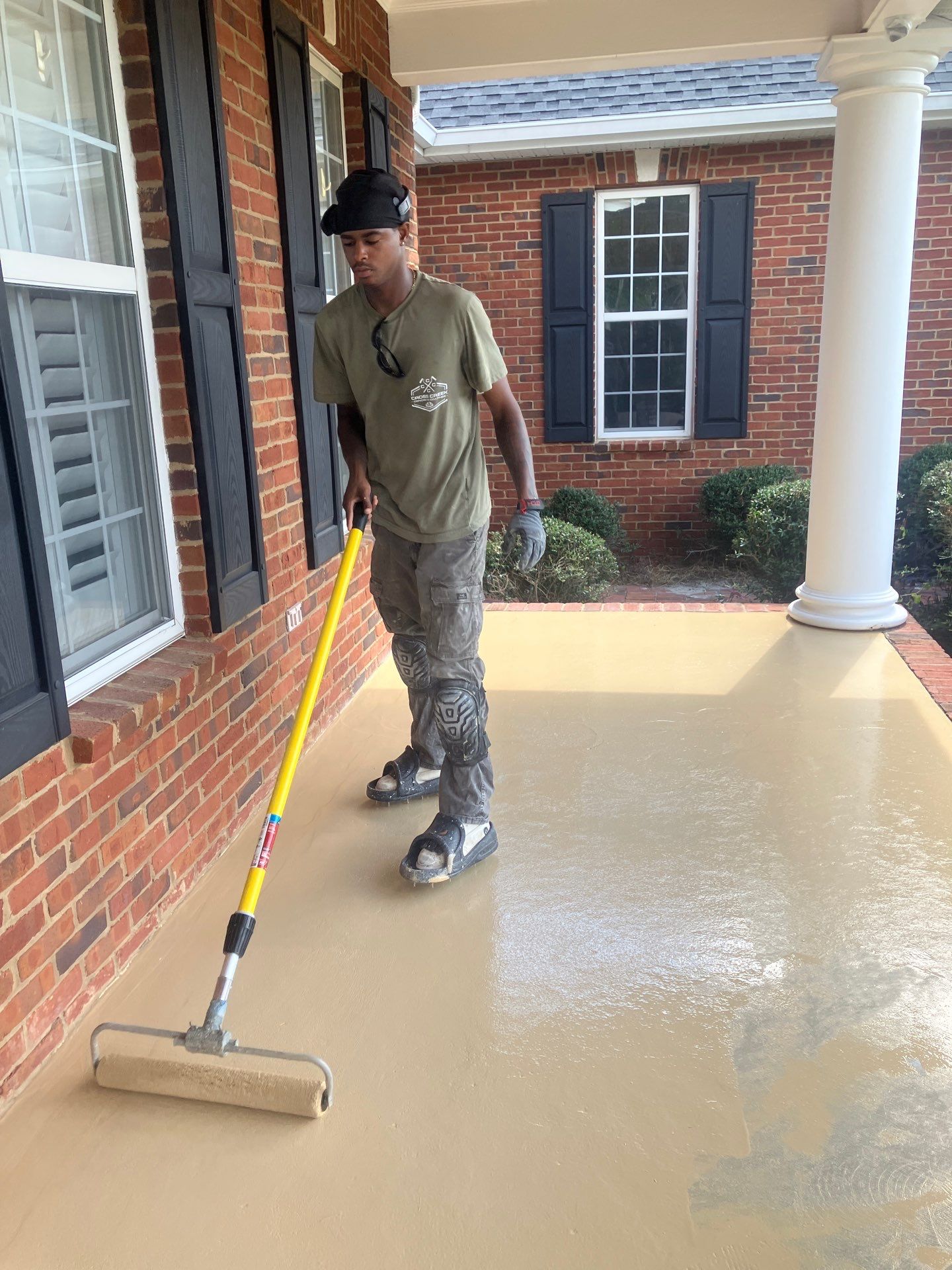 Front Porch in Pecan by Cross Creek Concrete Coatings