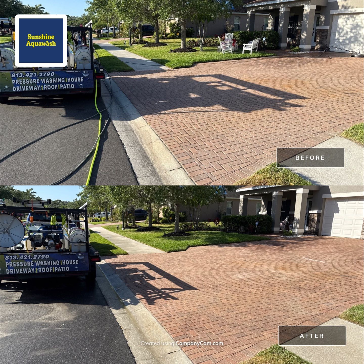 Paver Driveway & Sidewalk Cleaning | Oakleaf Hammock – Ellenton, FL by Sunshine AquaWash