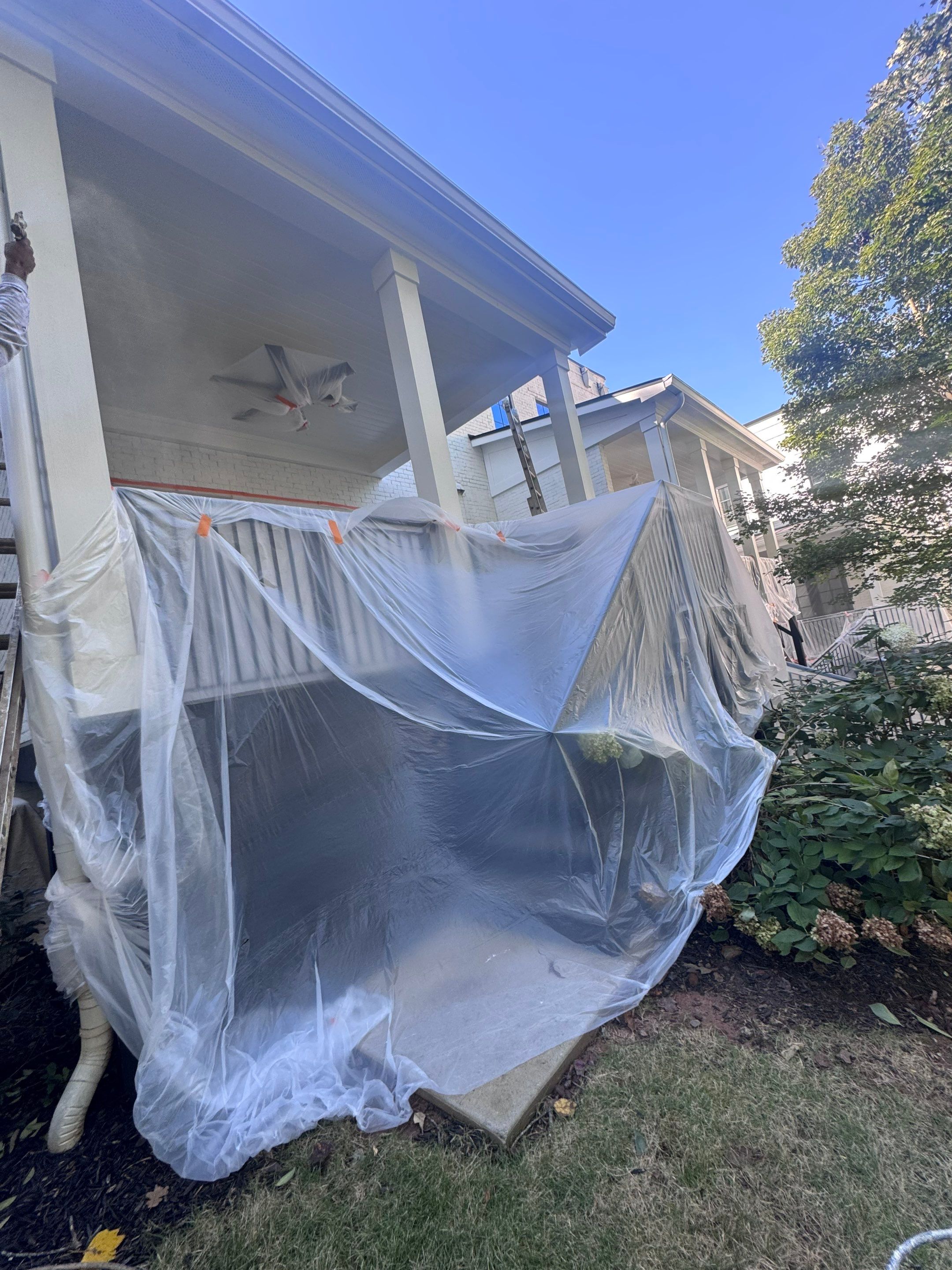 White Masonry Painting and Porch Refinishing in Atlanta by PGP Surface Solutions, LLC