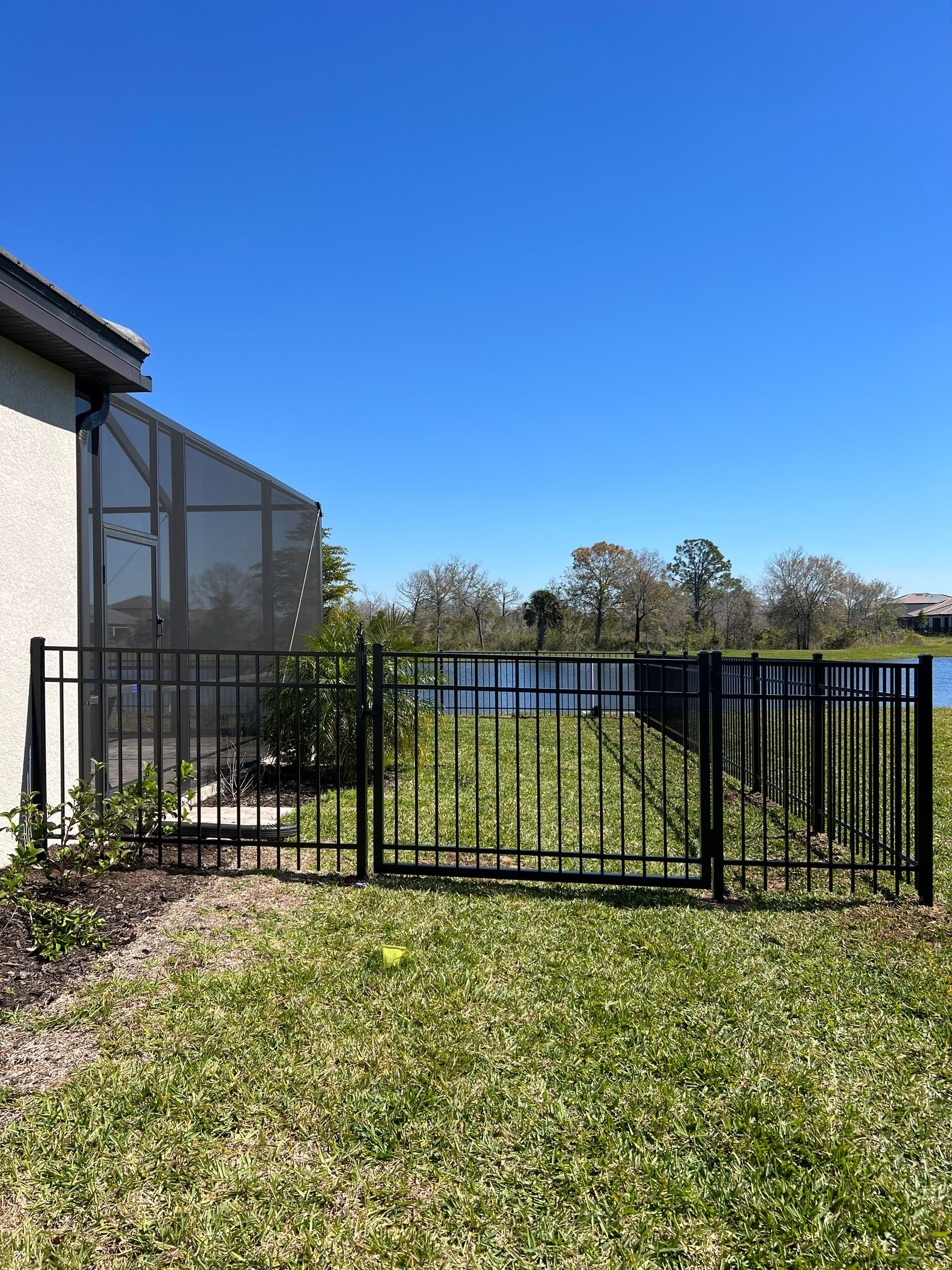 Aluminum Fence Installation using Black 3 Rail Aluminum Fence by Asap fence and gates, LLC