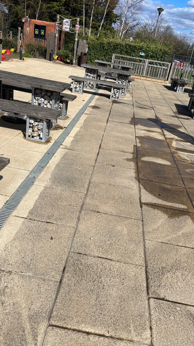 Patio Area Spring Clean using Mosmatic Flat Surface Cleaner by Ges Exterior Cleaning ltd