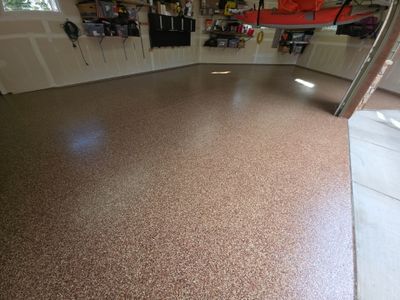 Chestnut Flake Garage Floor Transformation in Coeur d'Alene