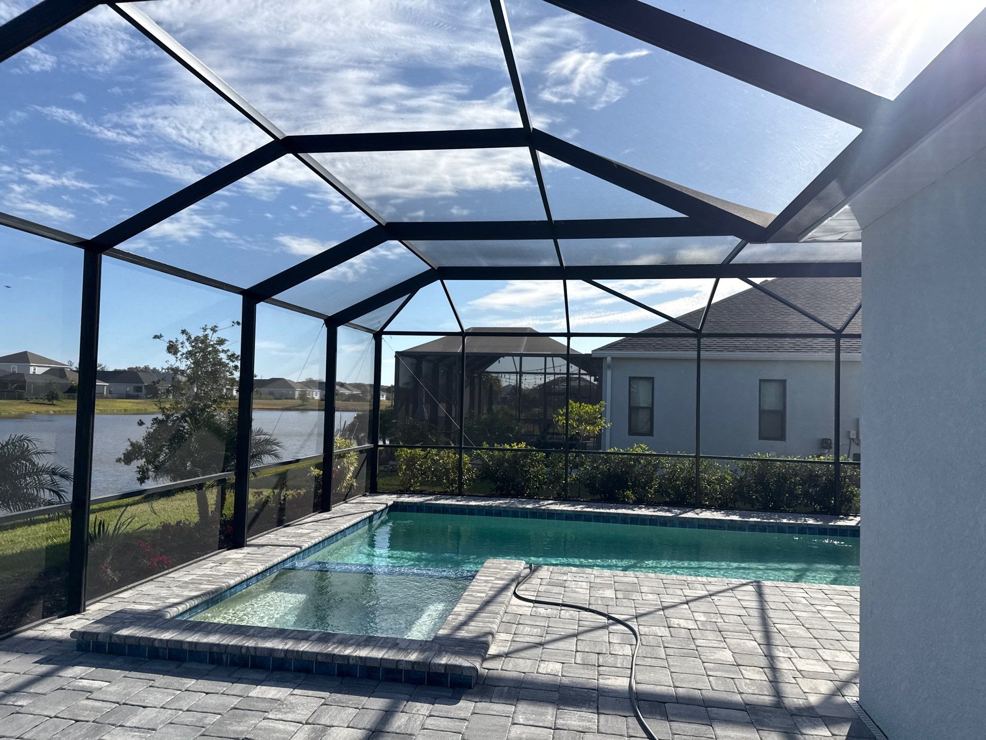Pool Cage Screen Enclosure Cleaning in Canoe Creek – Parrish, FL by Sunshine AquaWash