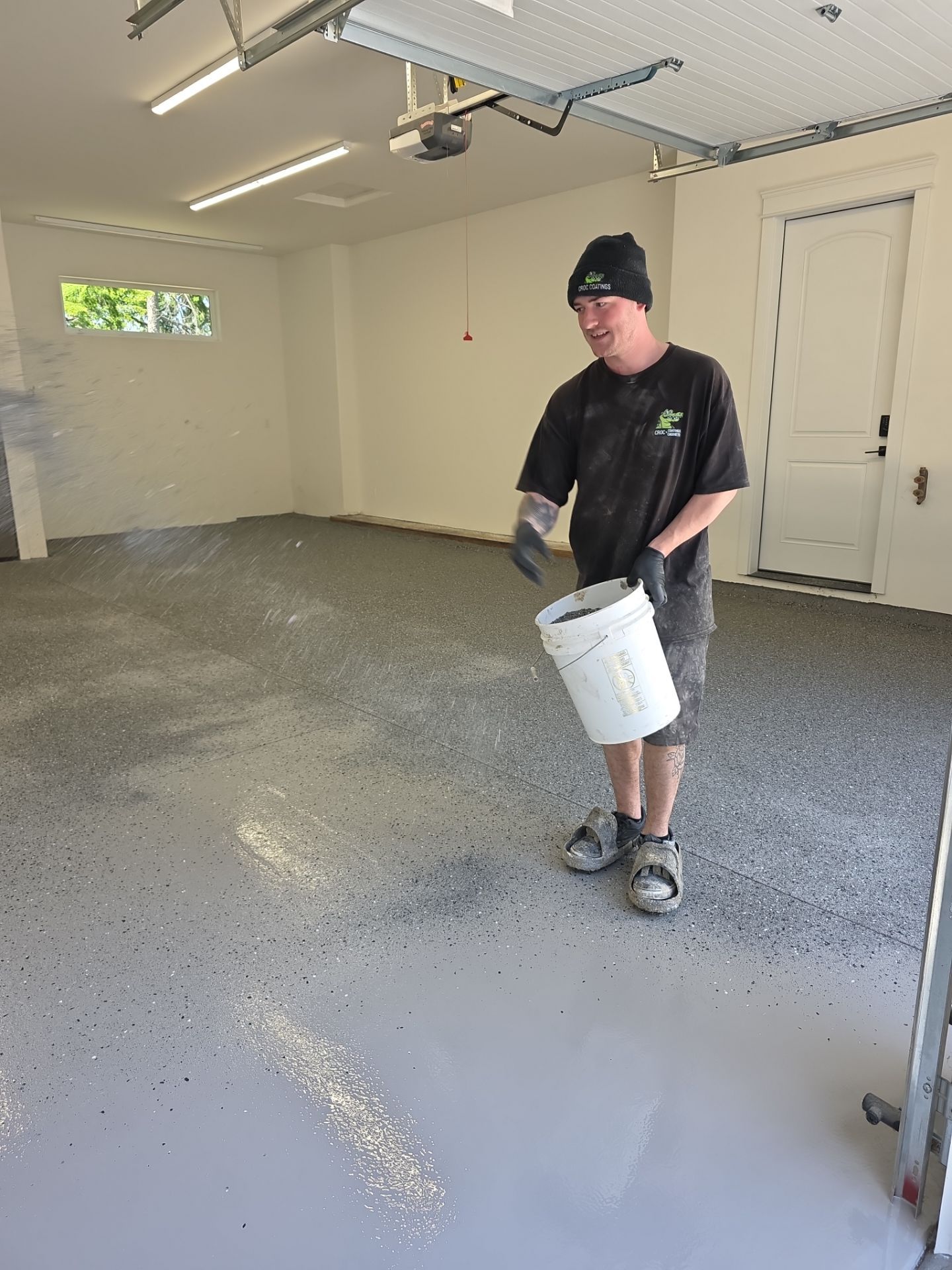 Slate Hybrid Garage Floor Transformation in Hayden Lake by Croc Coatings, LLC