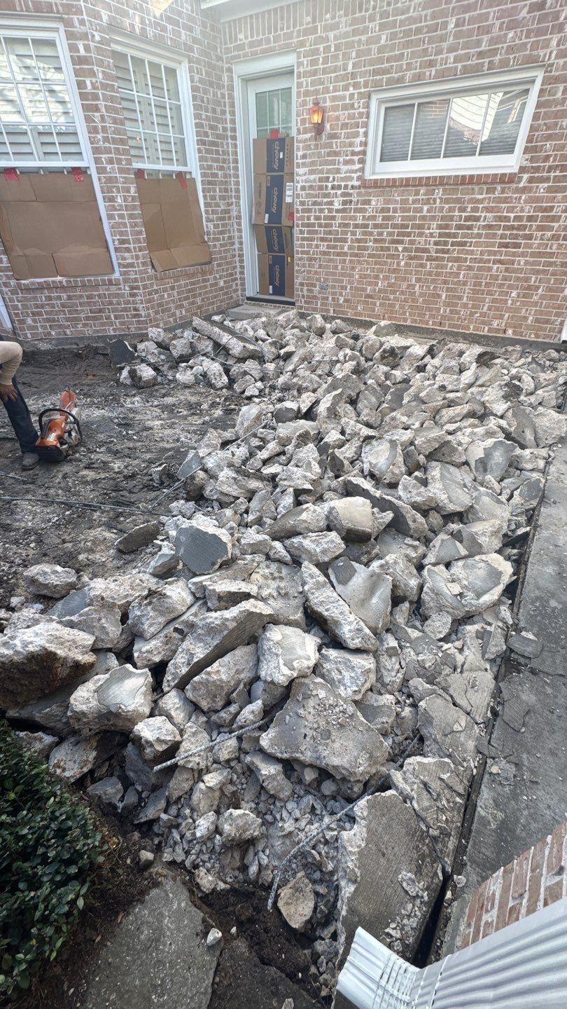 Driveway Concrete Replacement & French Drainage System by Texas Urban Elements