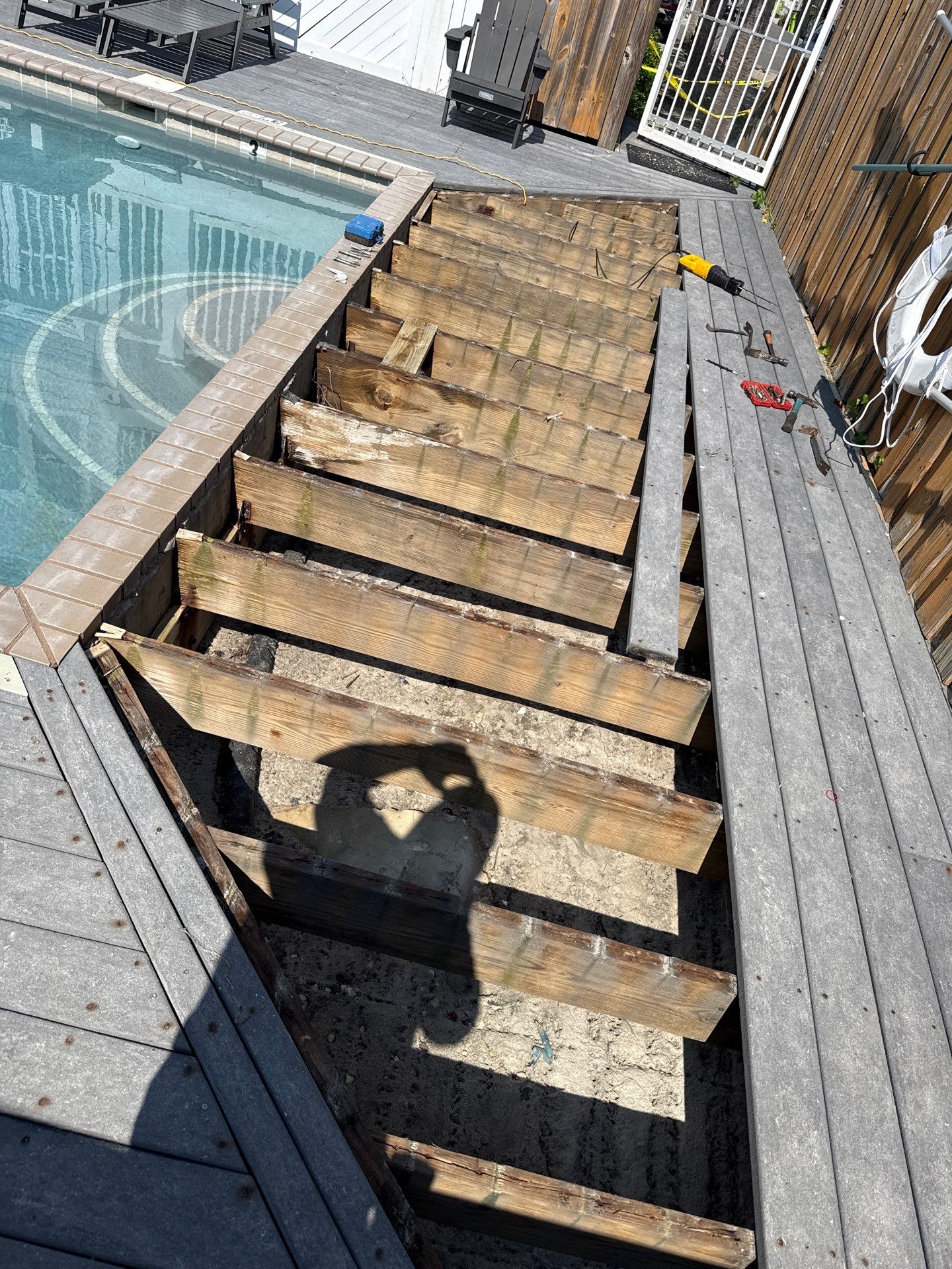 Poolside Deck Demolition in Carolina Beach, NC by RGR Construction and Roofing, LLC