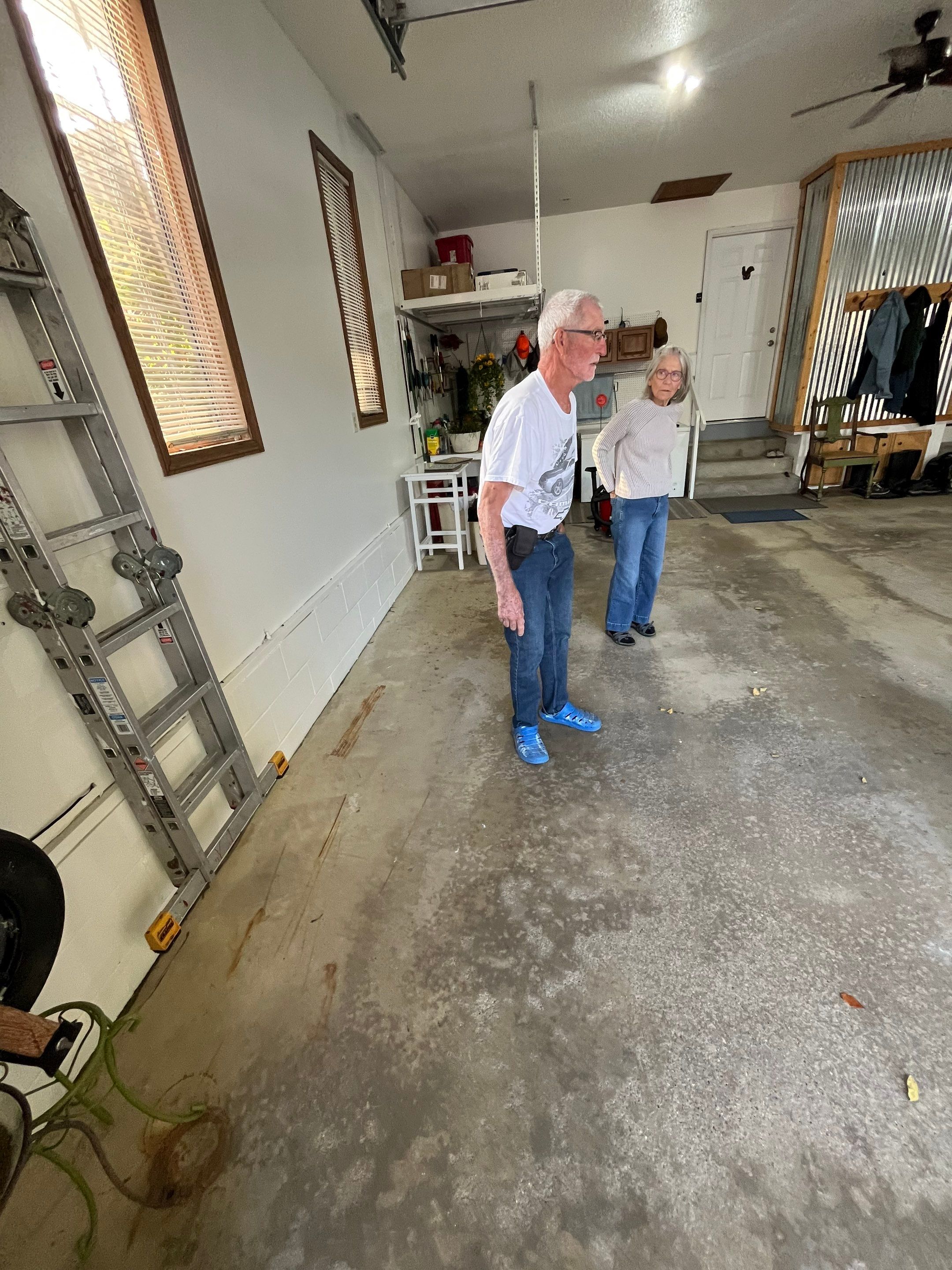 Multi-Colored Flake Epoxy Garage Floor Coating and Crack Repair by Select Painting, Coatings & Garage Cabinets
