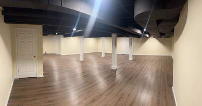 Basement Remodel w/ LVP Flooring & Exposed Ceiling