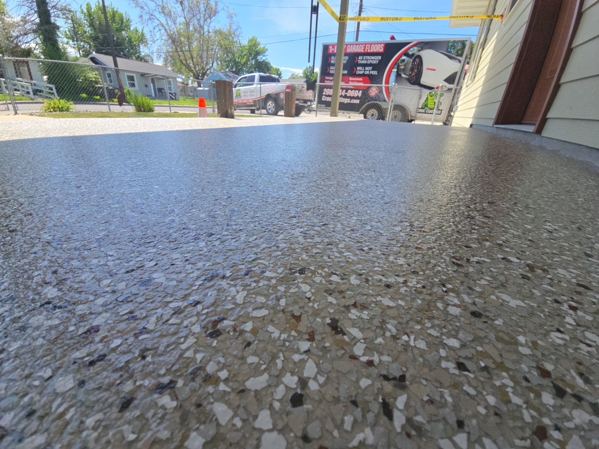Front Porch and Entryway Transformation With Pebble Beach Flake Coating by Croc Coatings, LLC
