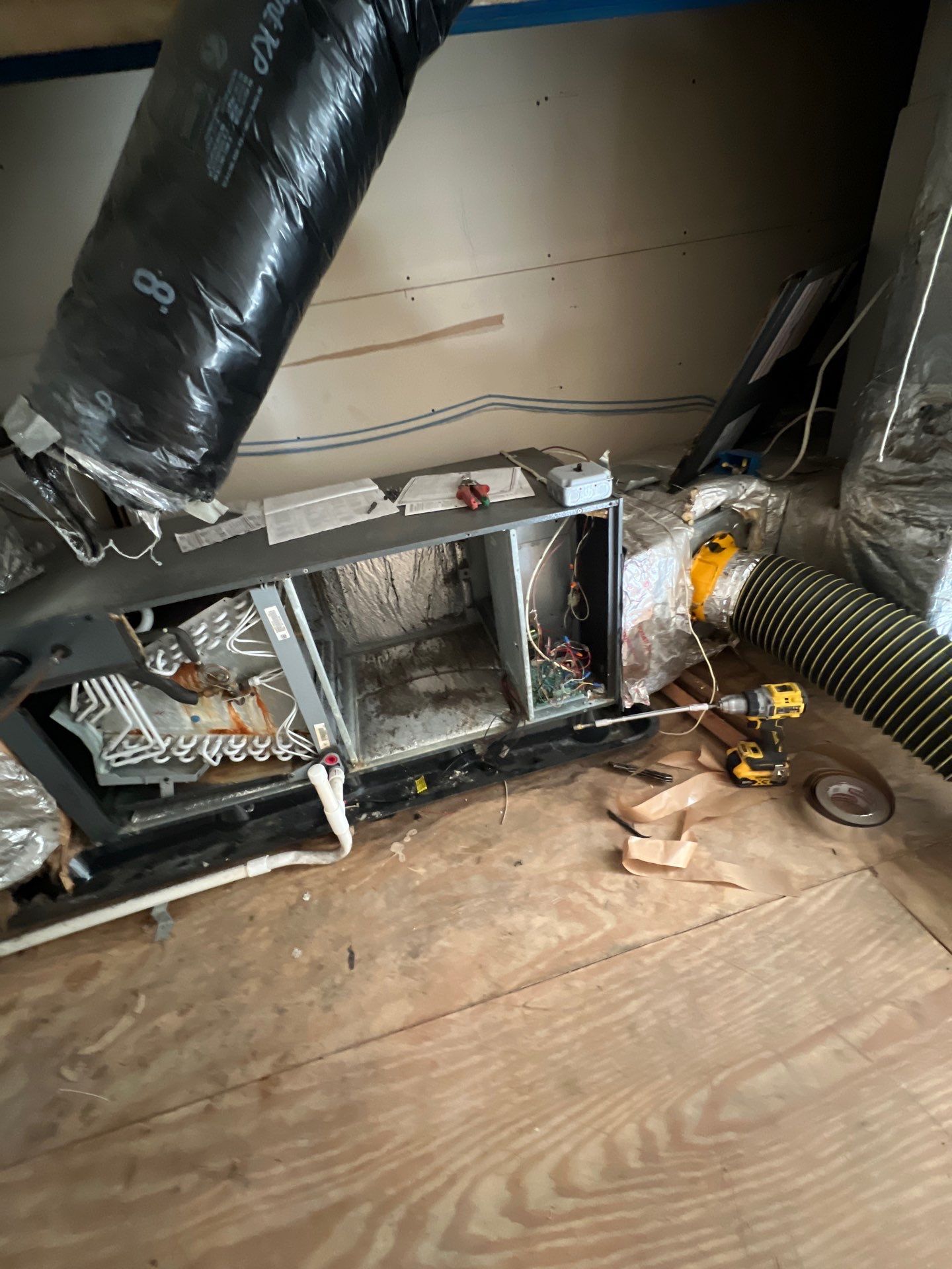 Air Duct Cleaning and Suspect Growth Removal Before and After Video/Photos Removal of mechanical component. by All Seasons Air Duct Cleaning 