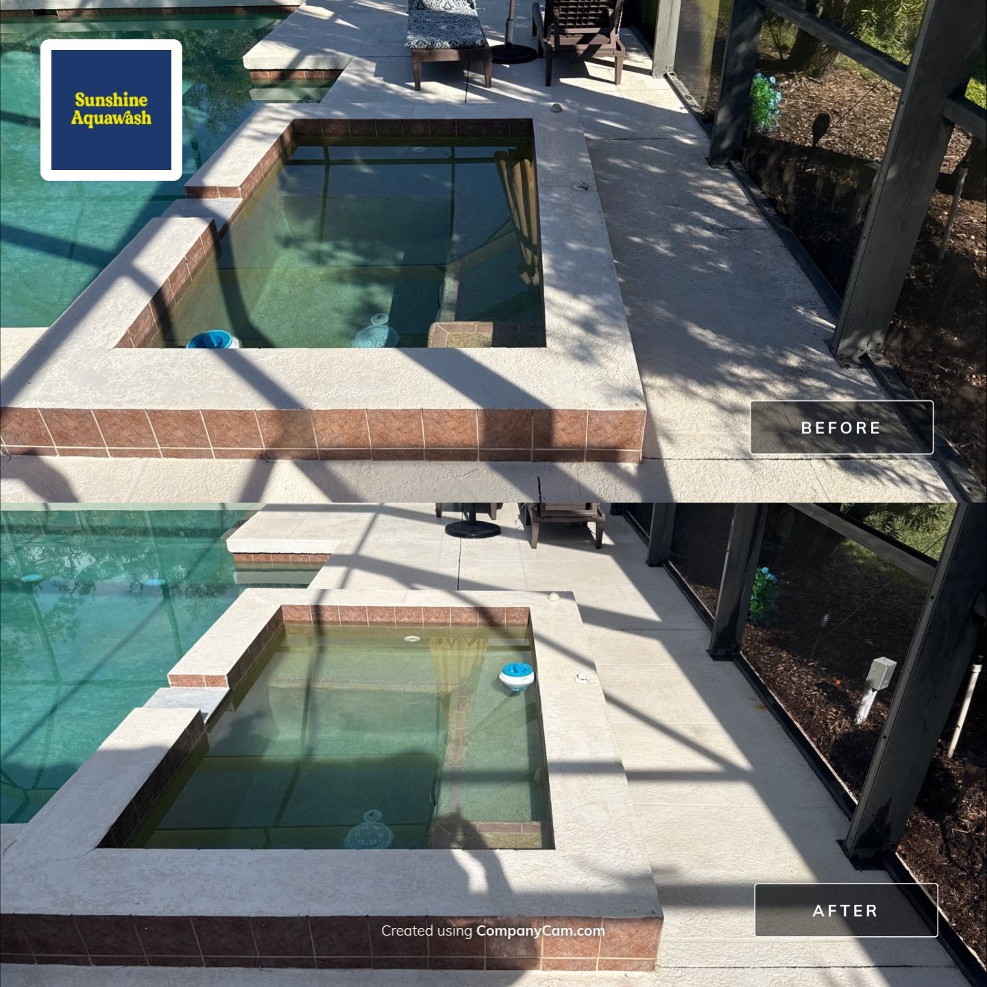 Painted Pool Deck, Lanai & Pool Cage Cleaning in River Club South – Bradenton, FL by Sunshine AquaWash