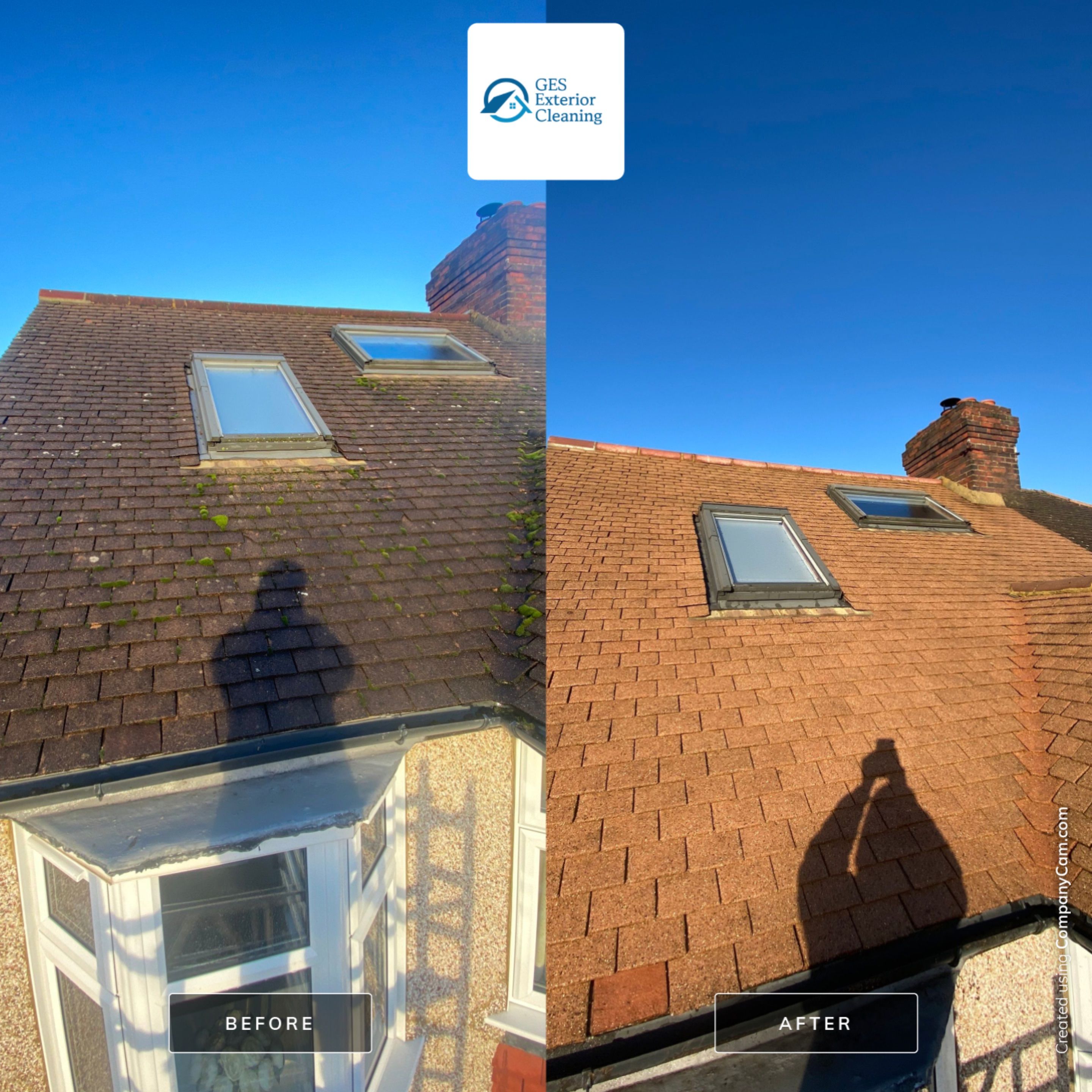 Roof Clean  - Moss Removal - Gutter Clean using Honda 15lpm Low Pressure Washing Machine by Ges Exterior Cleaning ltd