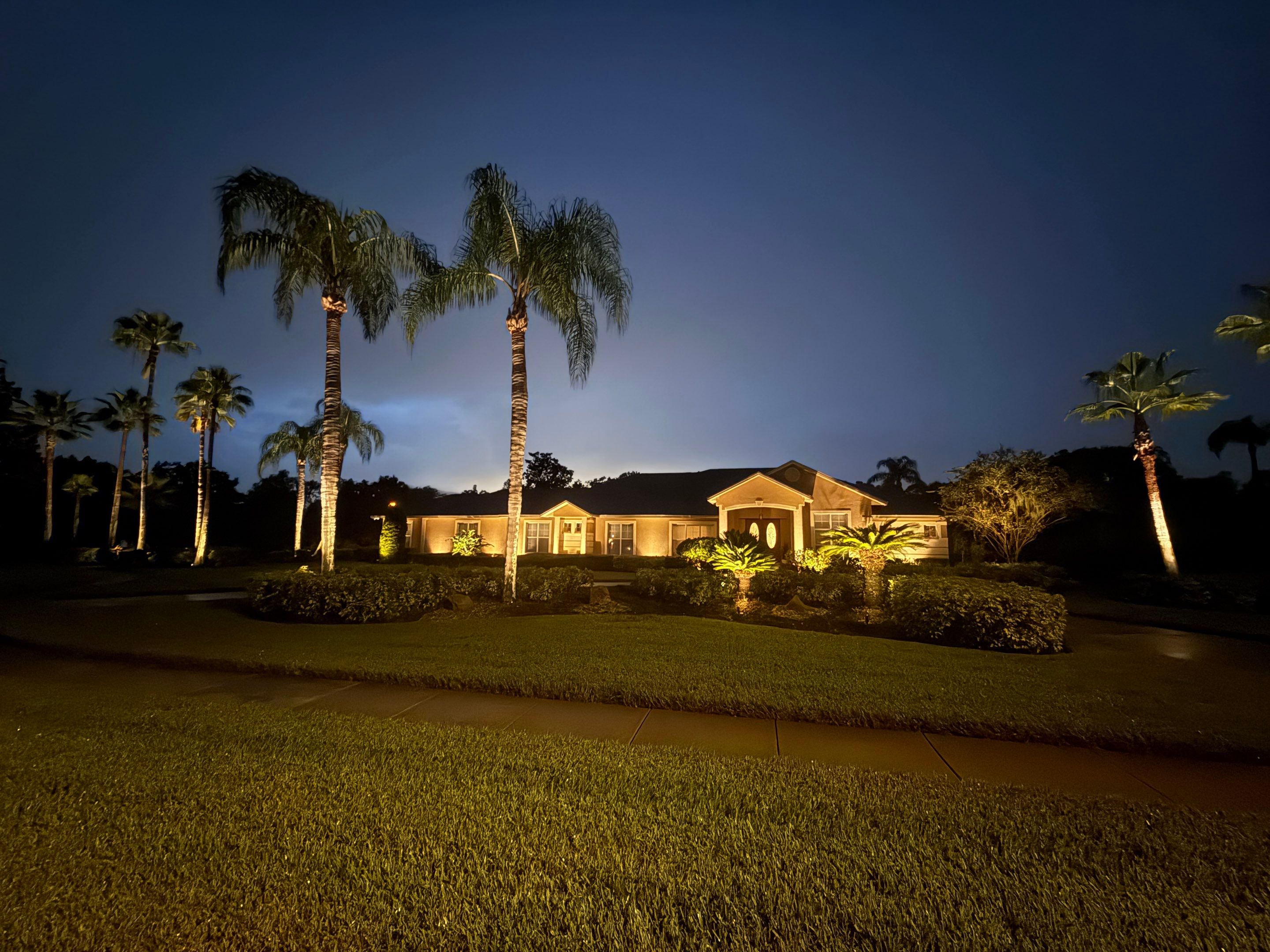 Custom Exterior Landscape Lighting for Residential Estate in Odessa by Elegant Accents