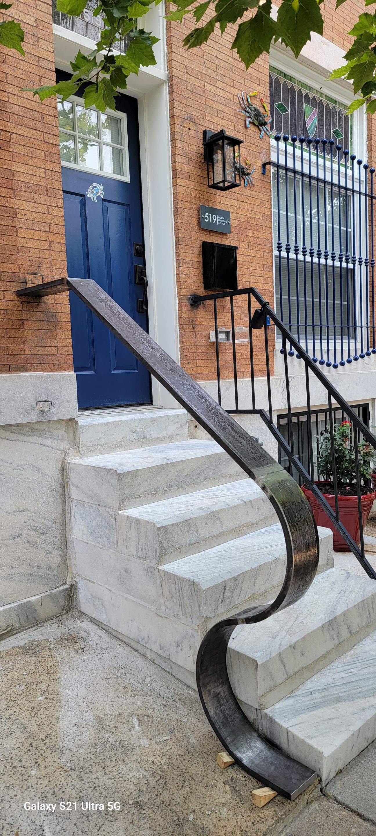 Custom "S" Shape Stair Handrails – Entryway Transformation – Baltimore, MD by Capitol Iron Works