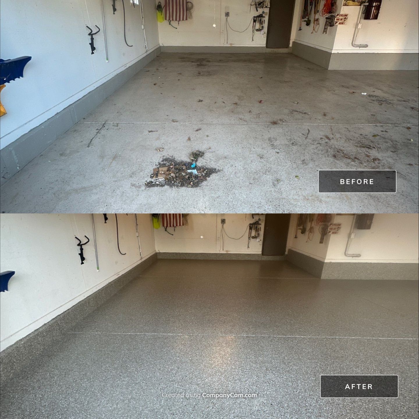 Just look at that before and after!  by Revival Concrete Coatings