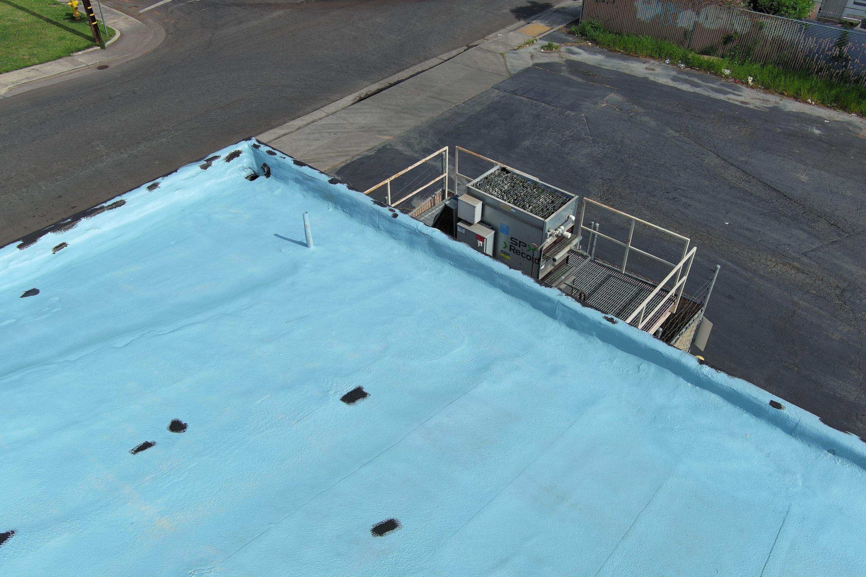 Foam Refurbish using Conklin Benchmark/PUMA XL coatings and spray foam by Straight Edge Roofing Inc
