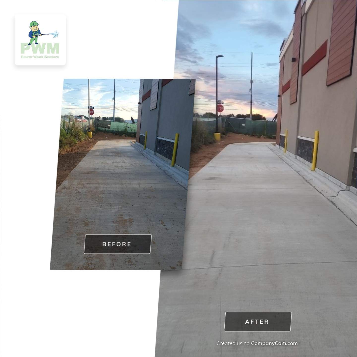 Driveway Clean using cleaner by Power Wash Masters LLC