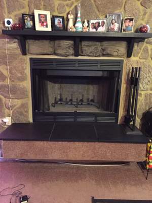 Wood Fireplace + stone