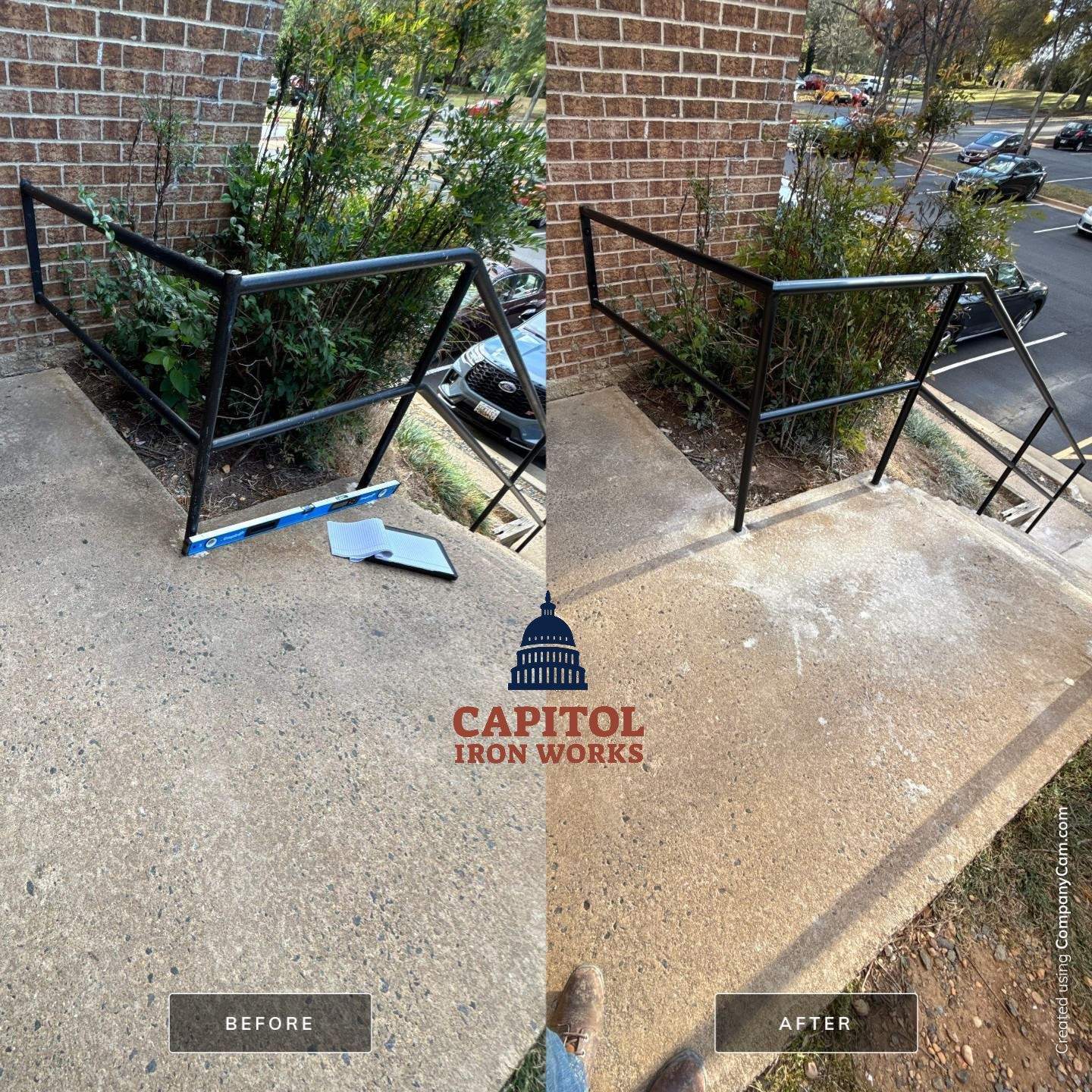 Commercial Entrance Pipe Railing Replacement – Falls Church, VA by Capitol Iron Works