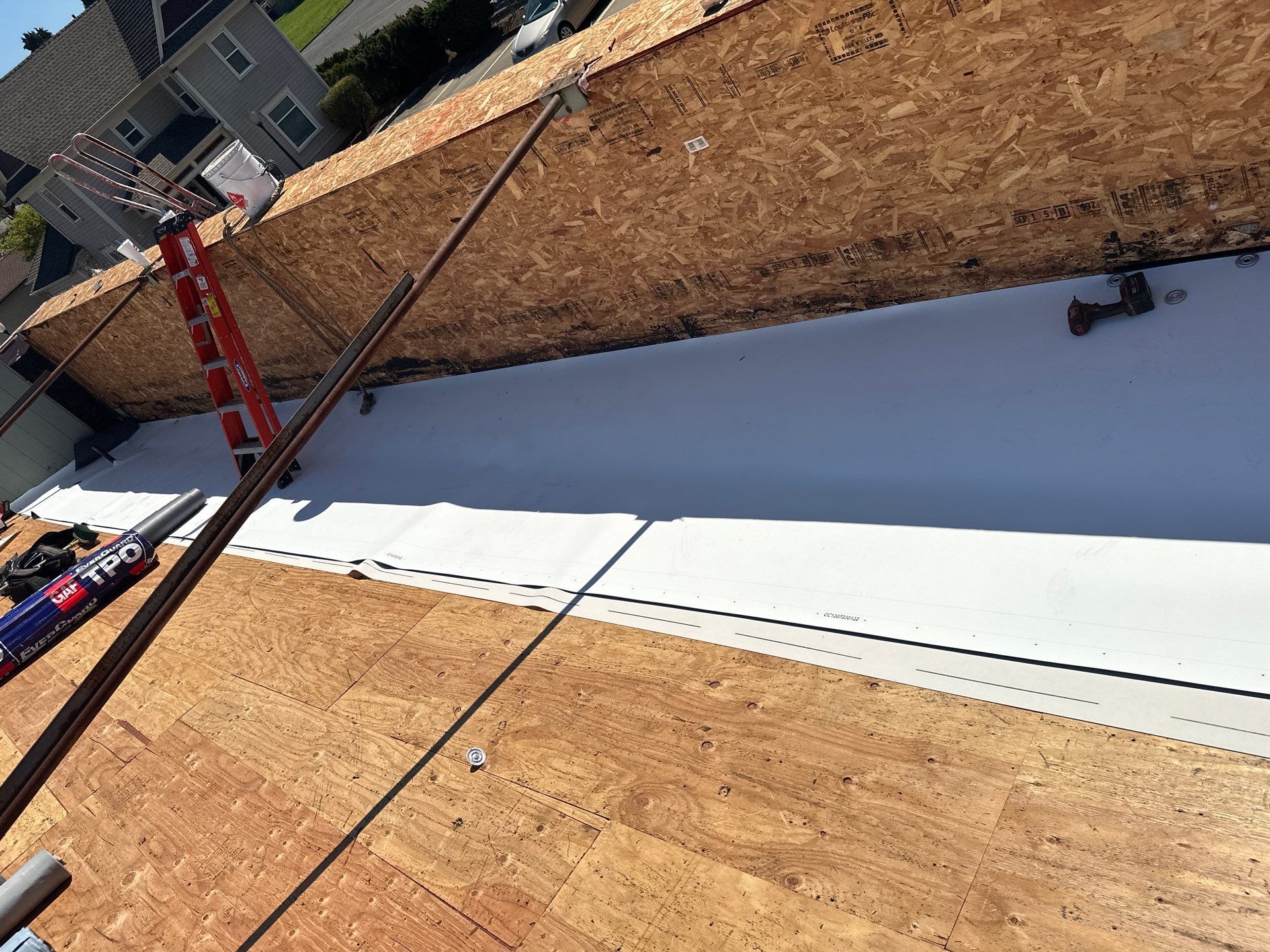 Commercial Roofing Installation using IKO Dynasty & GAF 60Mil TPO by Orezona Building & Roofing Company, Inc.