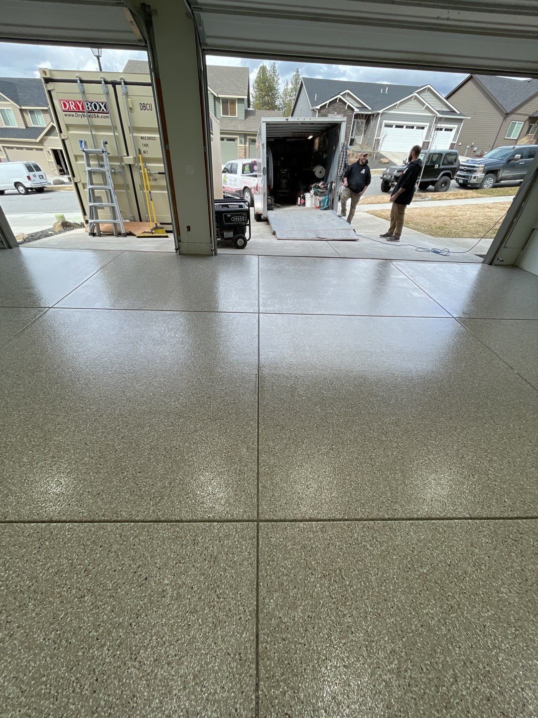 Garage Transformation using Pebble Beach by Croc Coatings, LLC