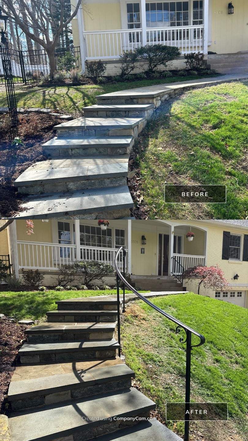 Modern Exterior Steel Handrails – Residential Entrance – Bethesda, MD by Capitol Iron Works