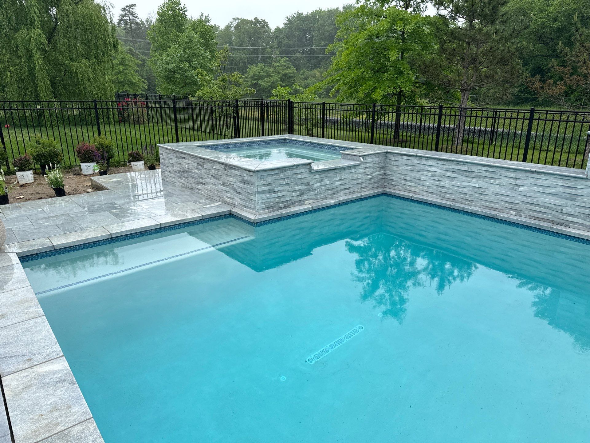Gunite Pool w/ Spa and Water Features by Elysium Pools