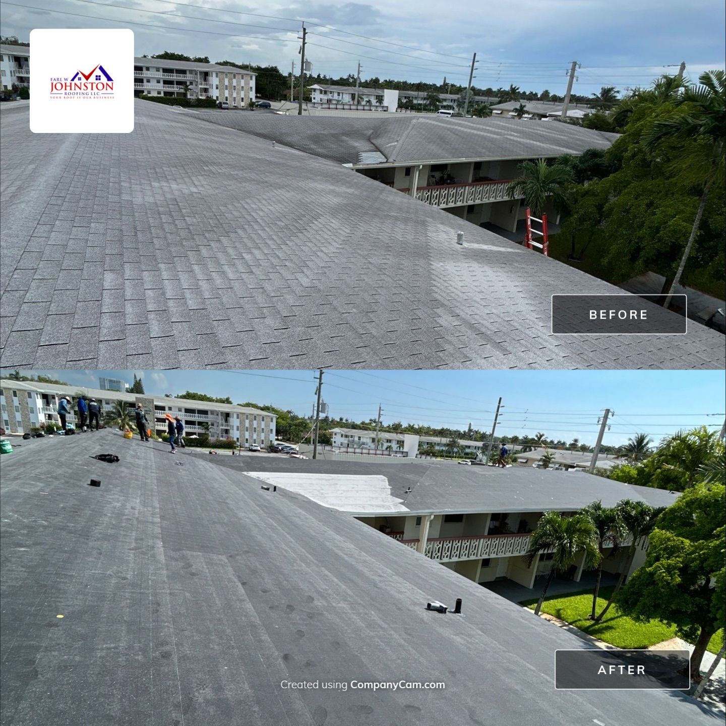 Commercial Roofing Installation using CERTAINTEED LANDMARK AR (SUNRISE CEDAR) by Earl W. Johnston Roofing 