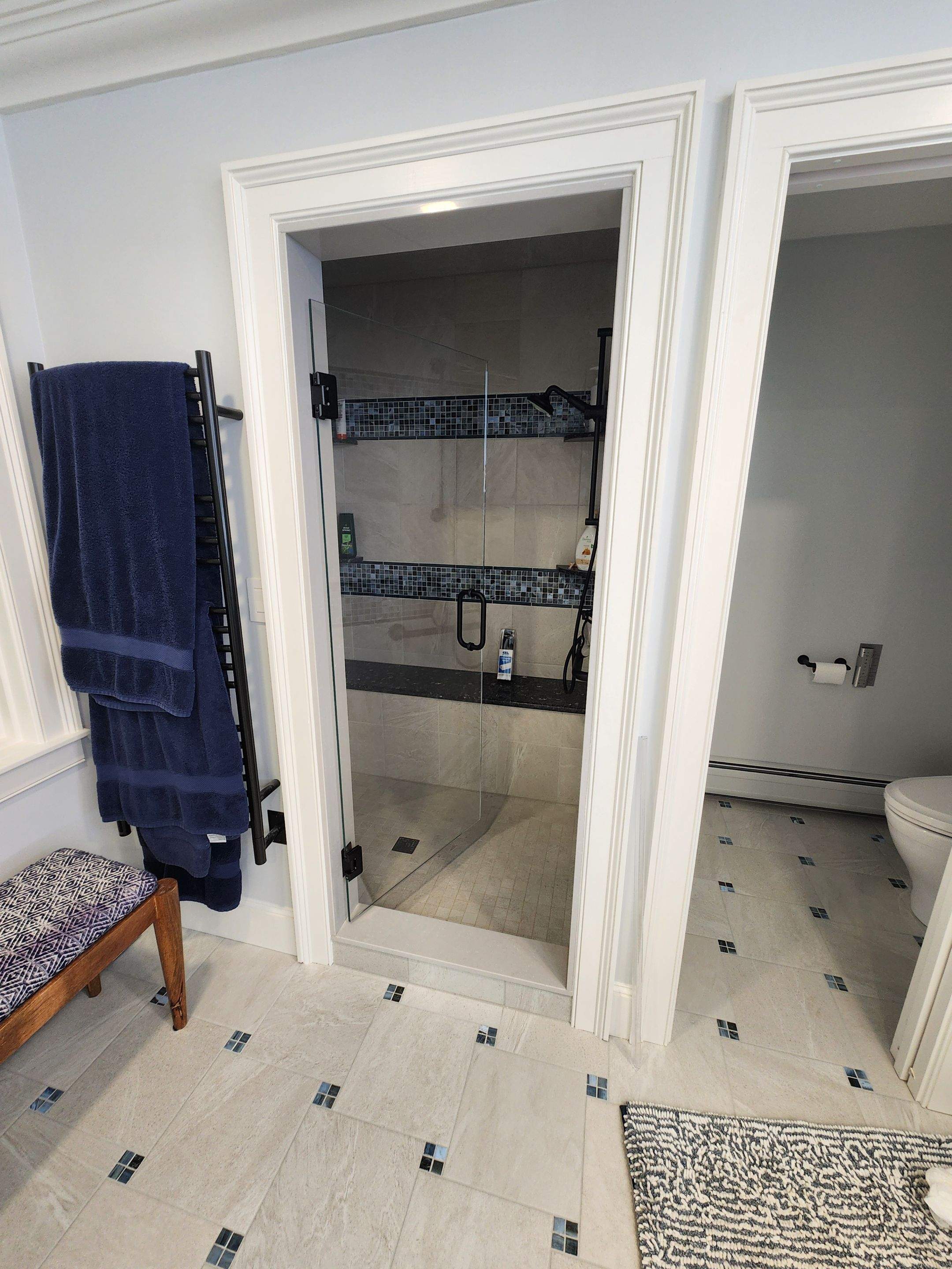Multiple Frameless Shower Doors by Cheshire Glass Company