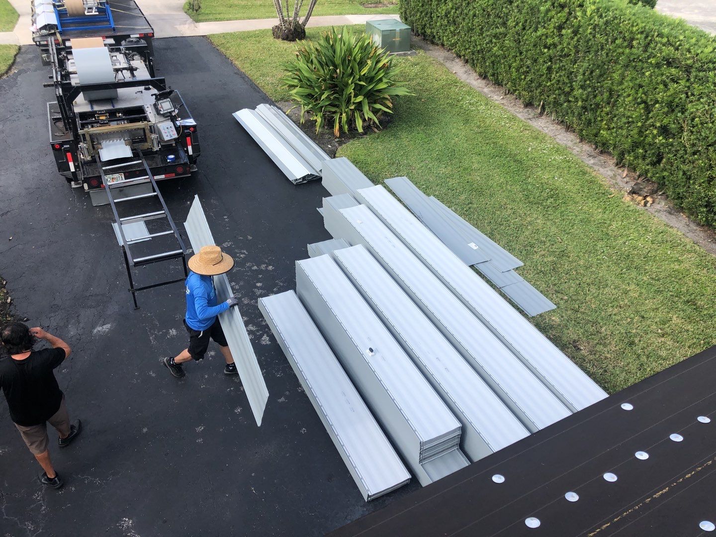 Residential Roofing Installation using 1" Nail strip metal roof by BLUES BROTHERS ROOFING