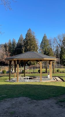 Residential Roofing Installation using OC Oakridge shingles for Gazebo