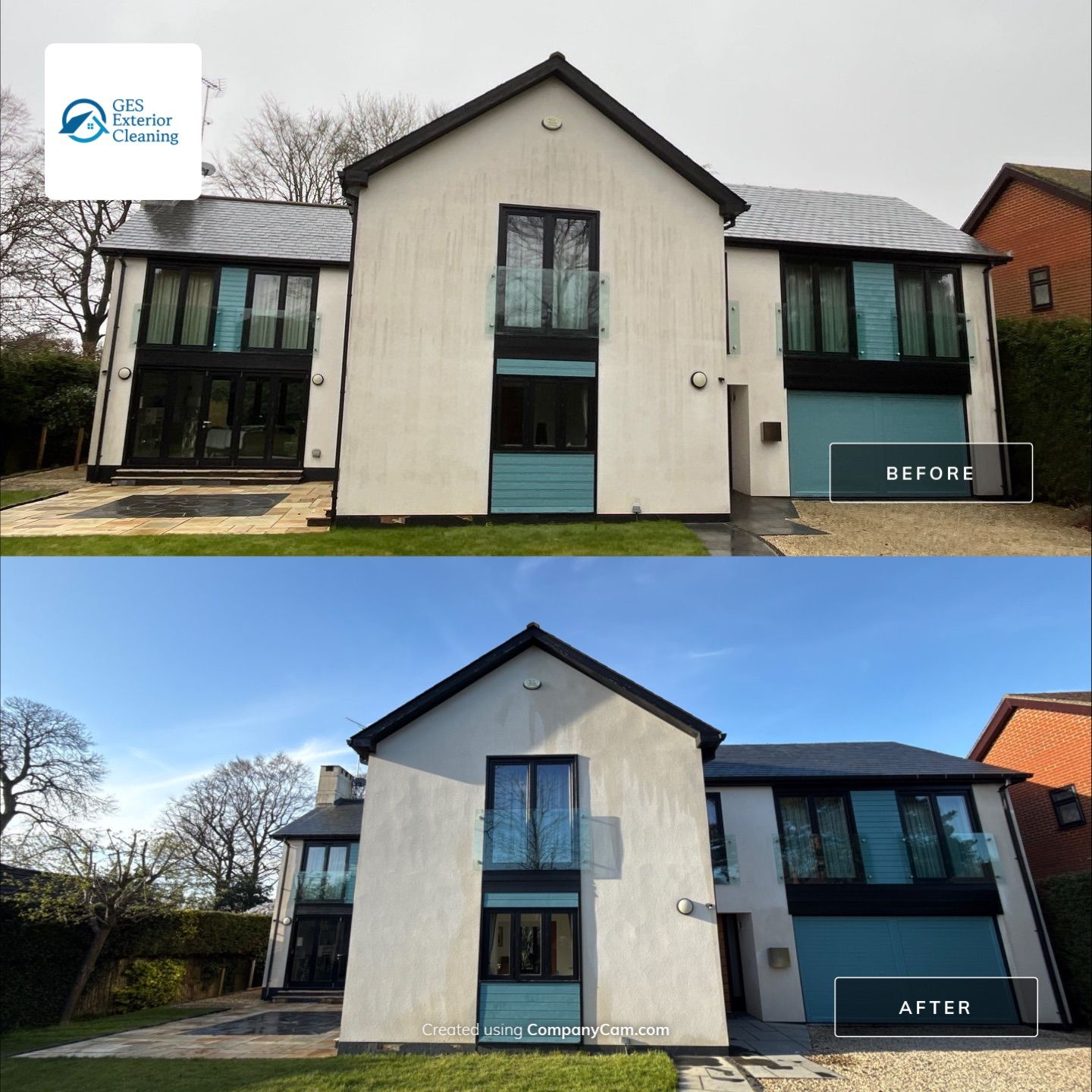 Render and Roof clean using Softwash Equipment by Ges Exterior Cleaning ltd