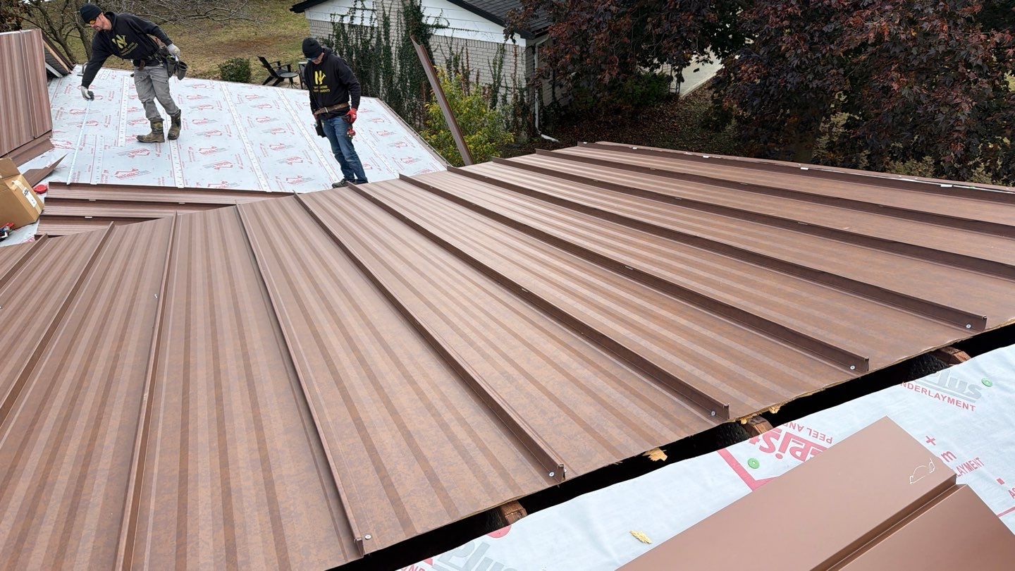 Roof Replacement using MS Standing Seam Roof Western Rust by 180 Contractors