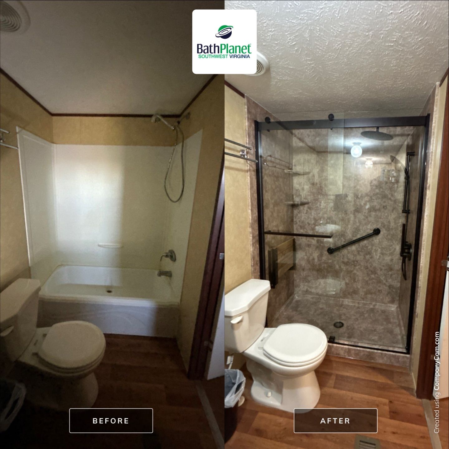 Tub to Shower in River Rock by BathPlanet SW Virginia