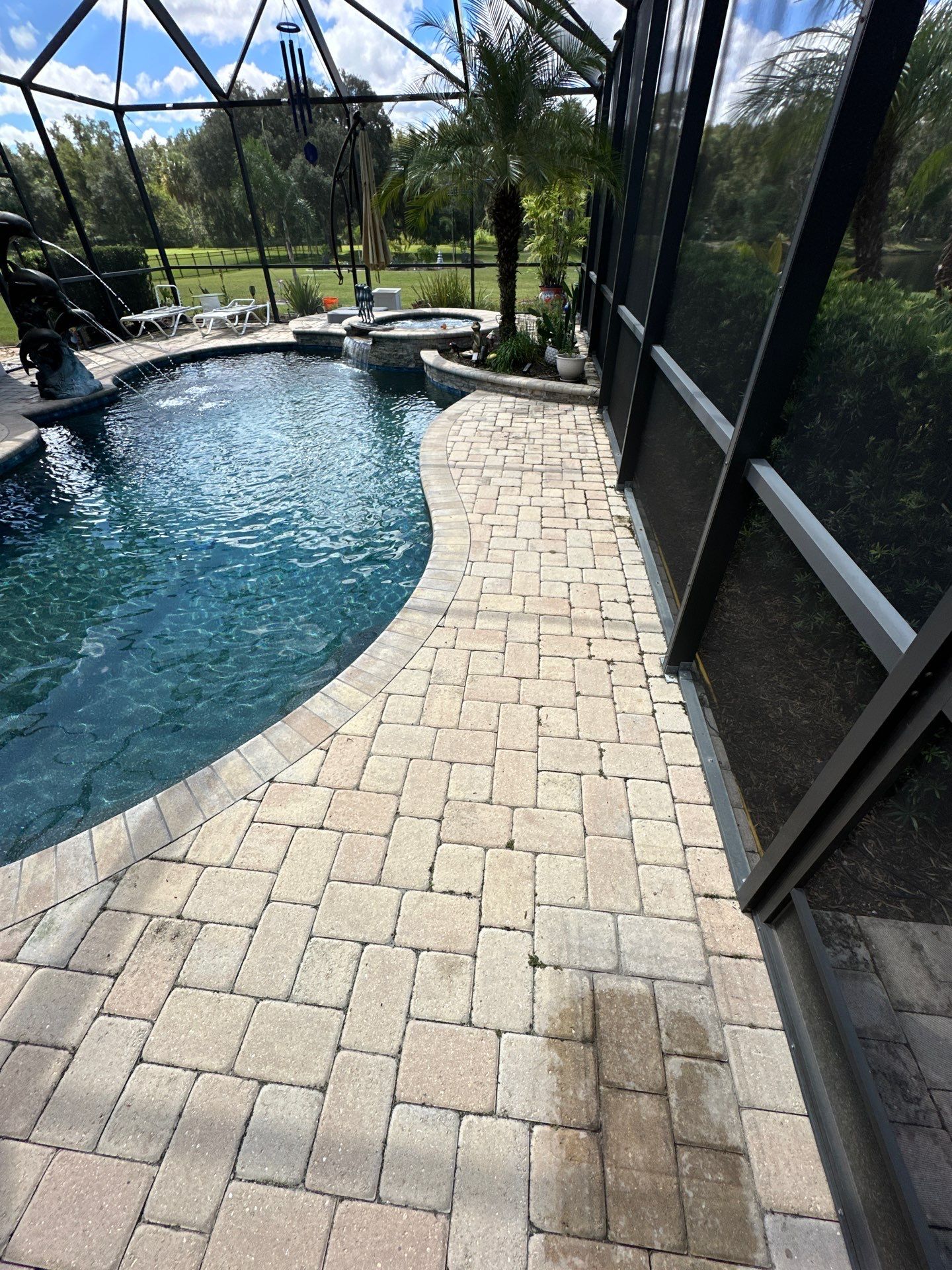 Paver Driveway, Pool Deck, Outdoor Furniture & Culvert Cleaning in Winding River Community, Bradenton, FL | Sunshine AquaWash by Sunshine AquaWash