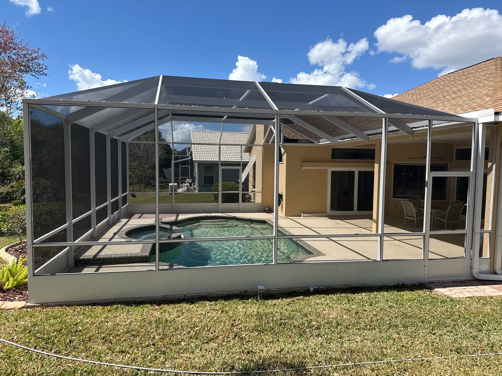 Painted Pool Deck, Pool Cage & Exterior Surface Cleaning in Creekwood – Bradenton, FL by Sunshine AquaWash