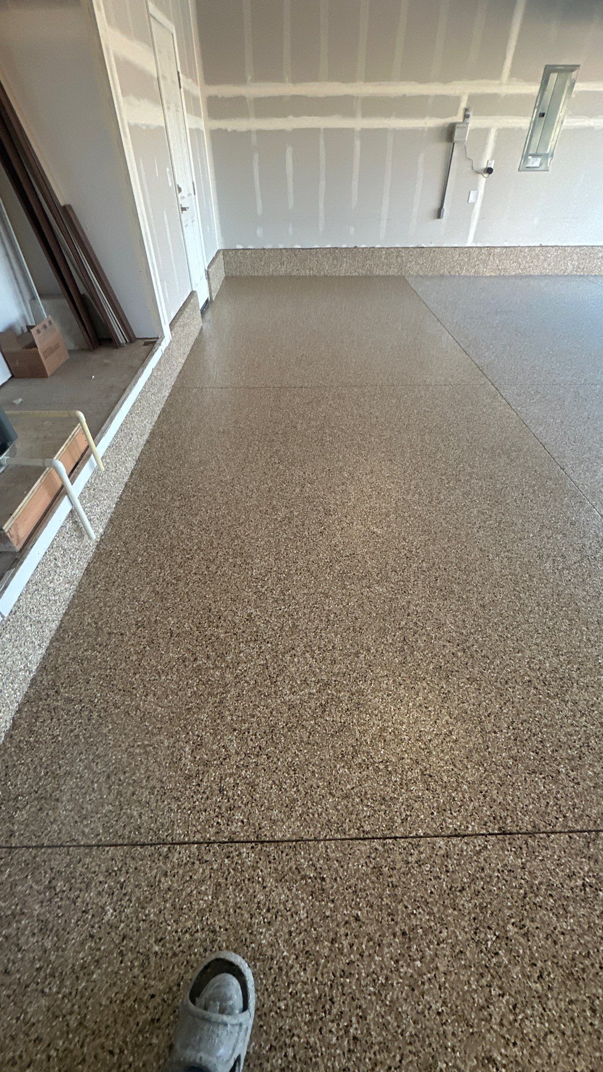 Garage Transformation using Sandstone by Croc Coatings, LLC