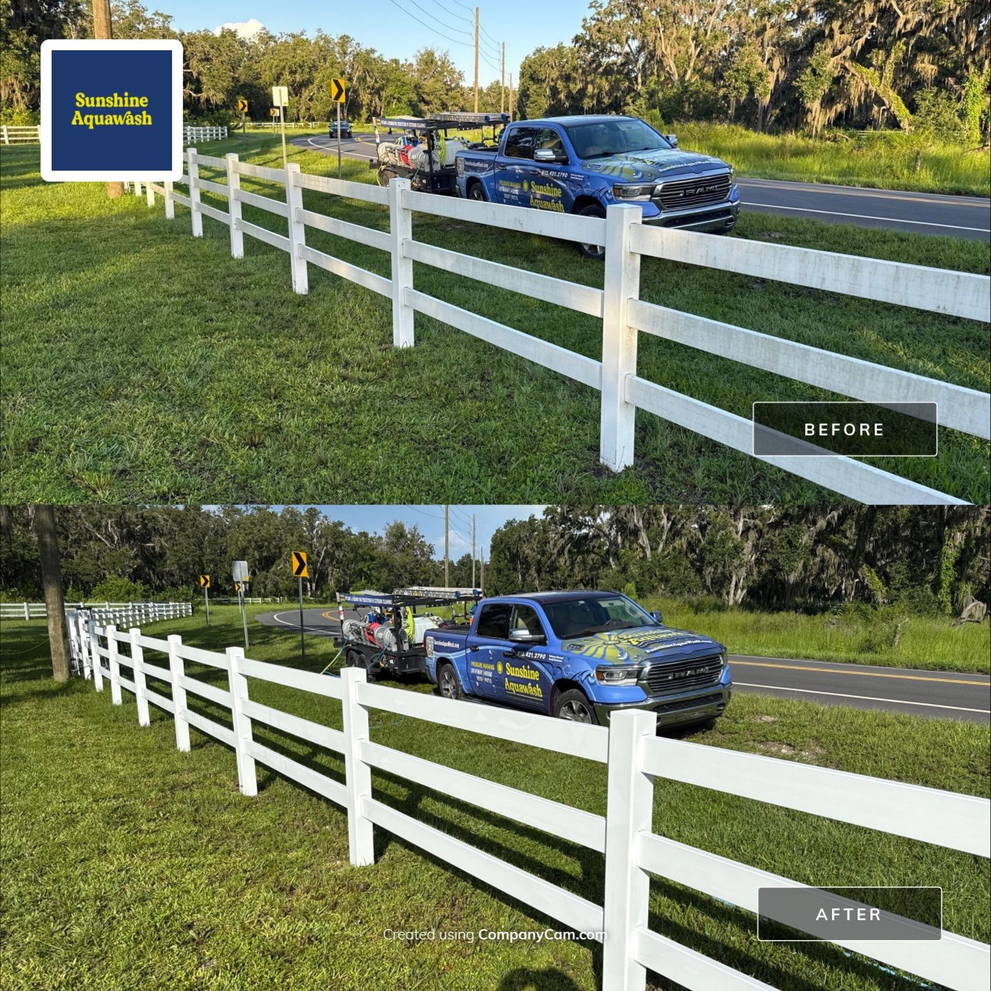 🐎 Vinyl Horse Fence, Entrance Cleaning + House Wash – Parrish, FL by Sunshine AquaWash